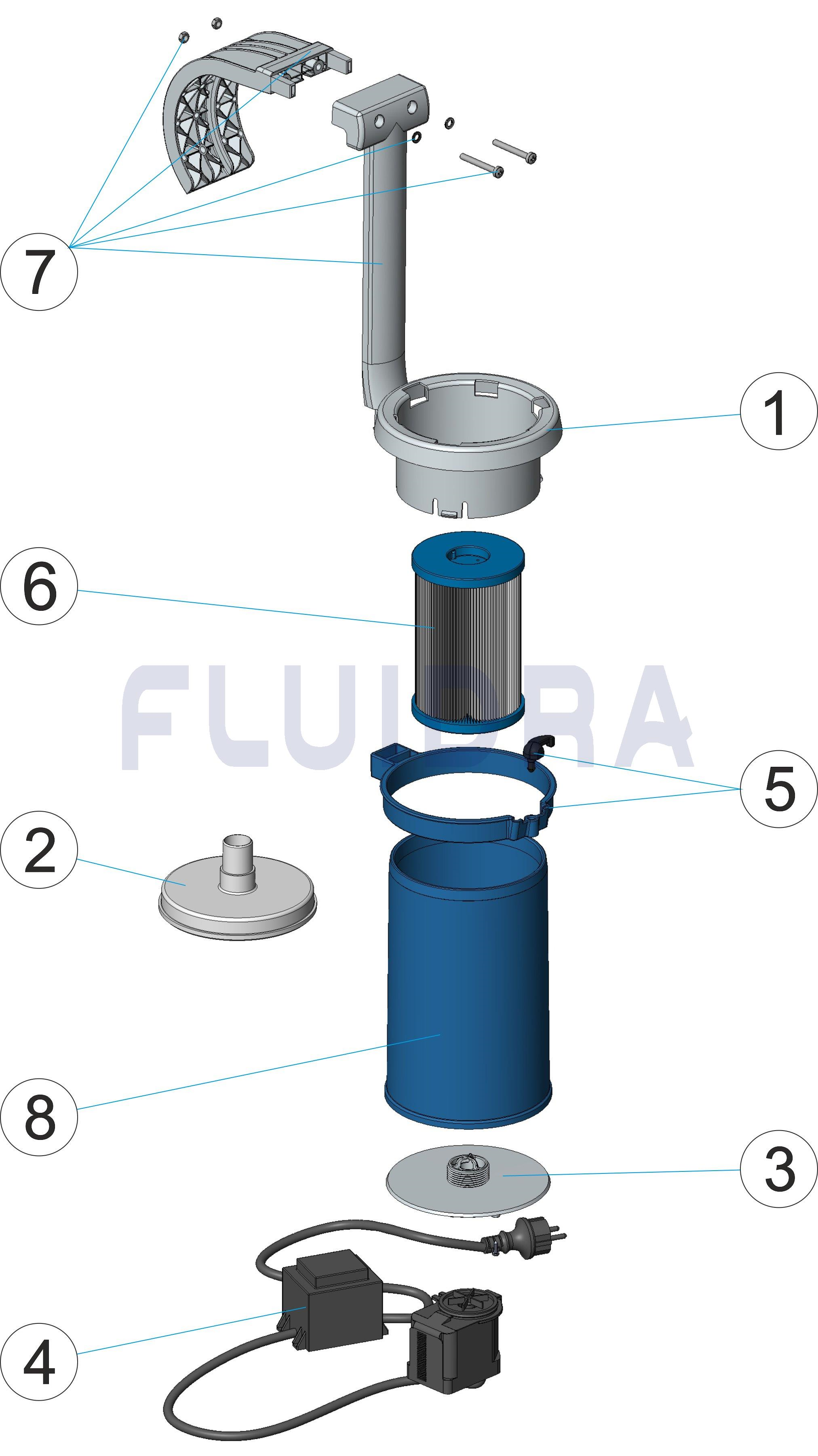 Skimfilter, caudal 2 m3/h