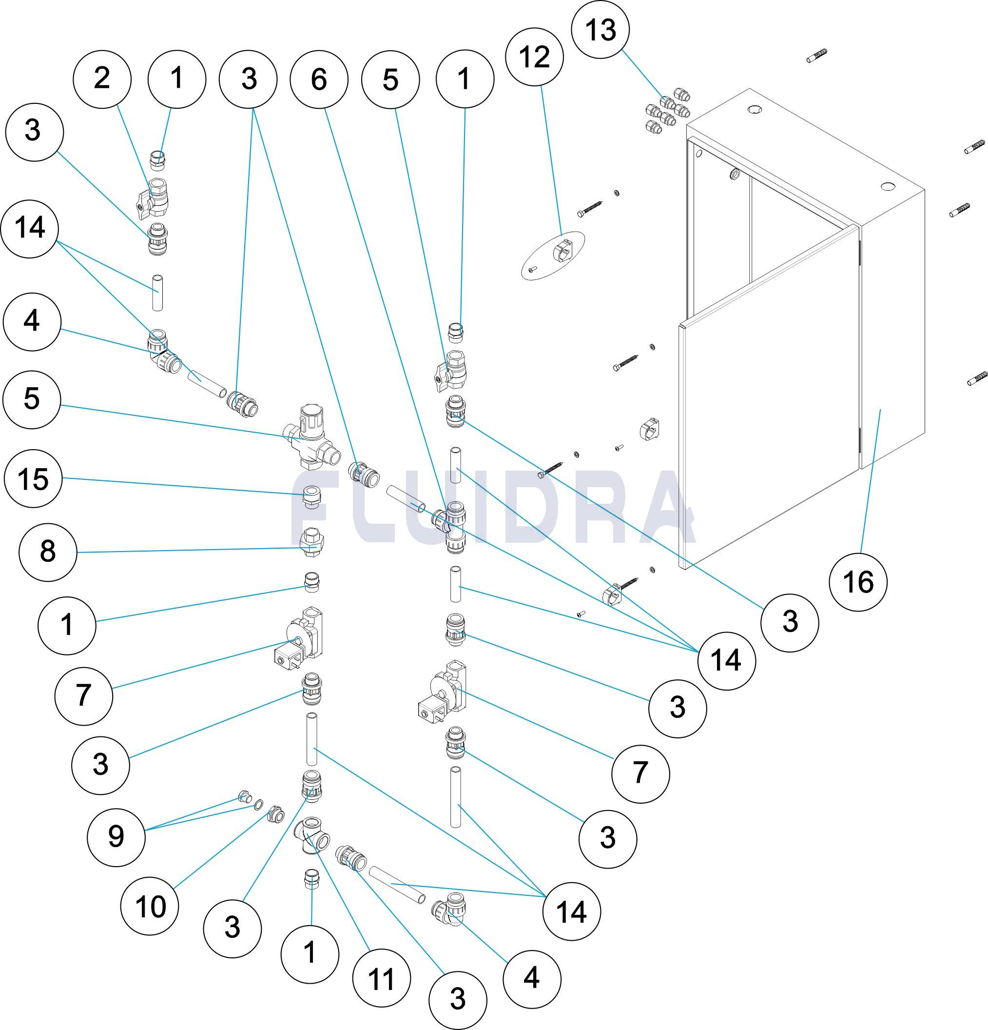 Armario hidráulico de una salida