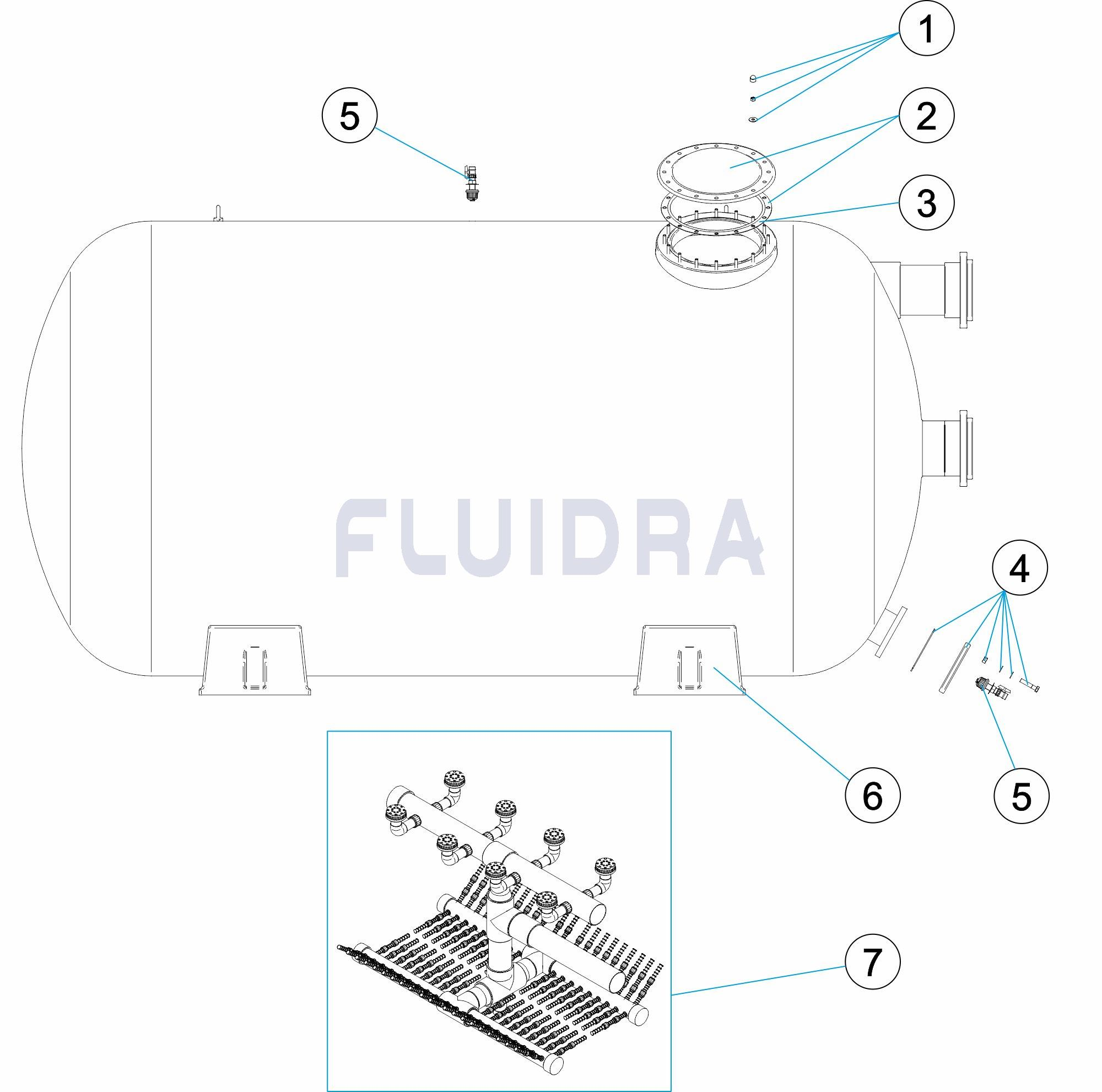 Filtration: 2,5 kg/cm2 - Ø 2.000 - lenght 3.000 - 159 m3/h 