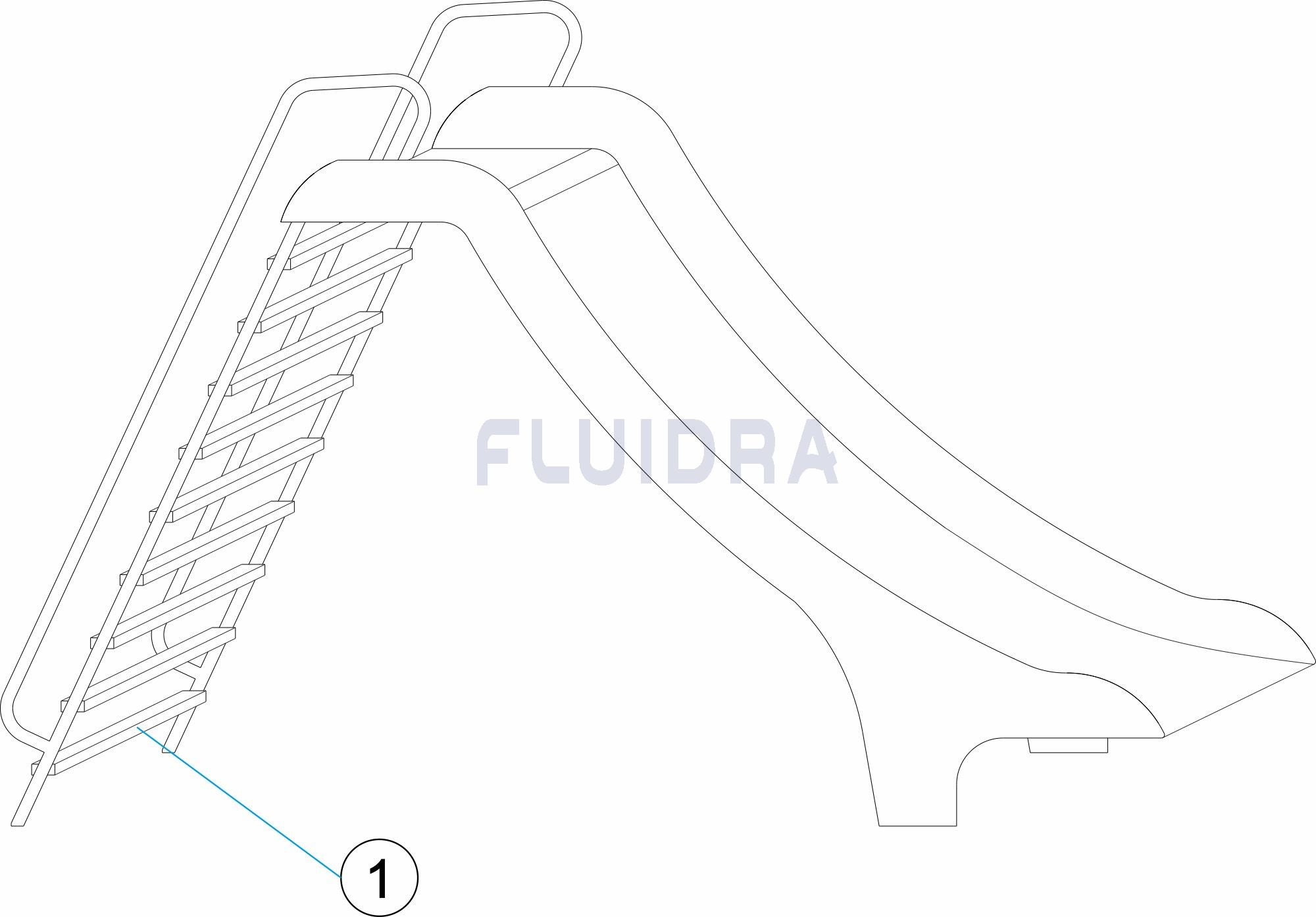 Tobogán 2m público recto - azul