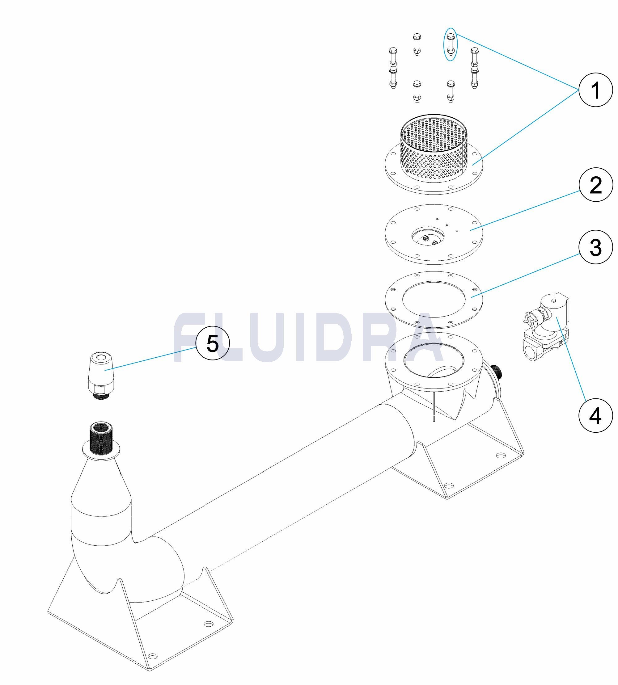 Chorro de cohete horizontal 1350 x 305 x 630