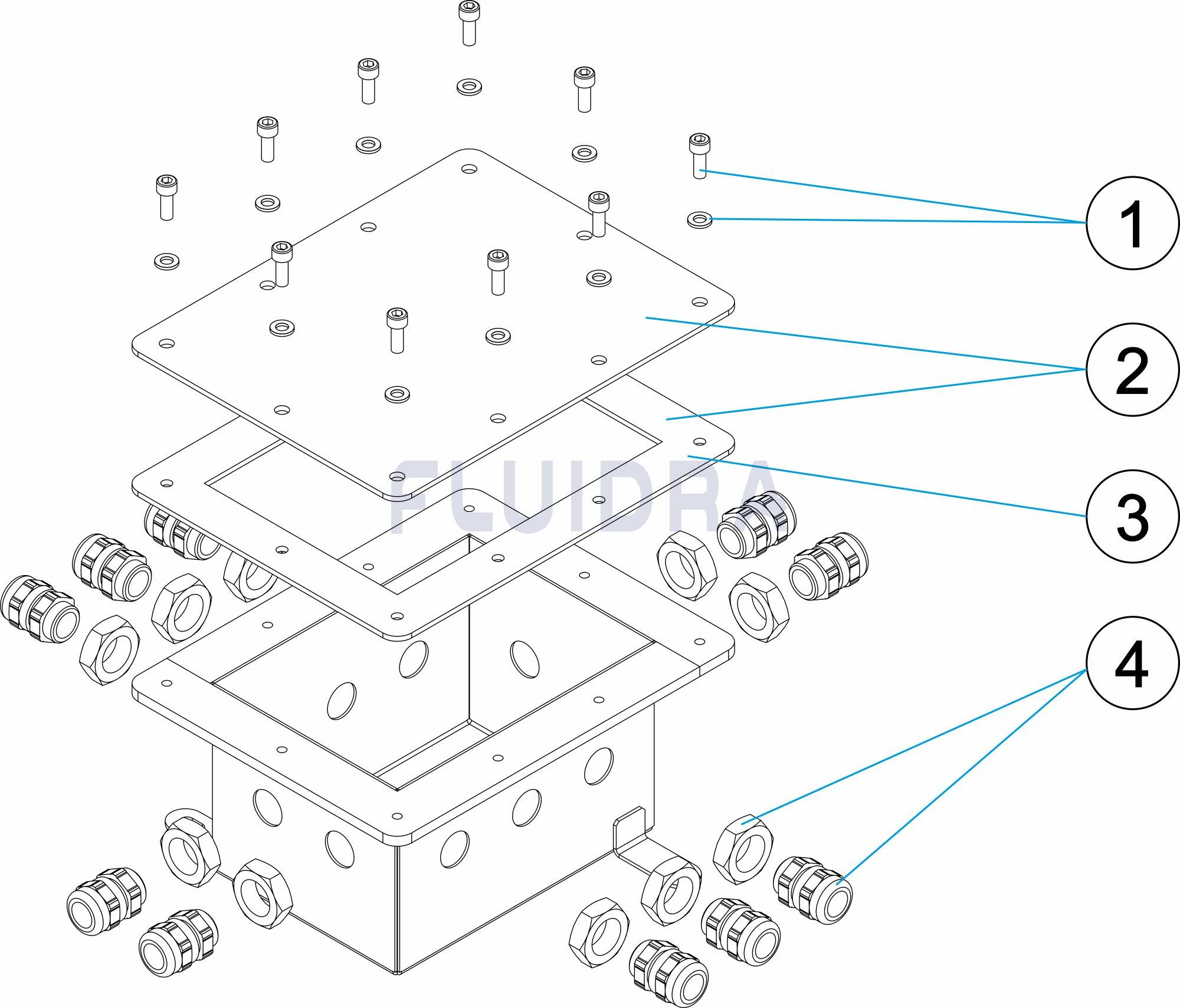 BOX  - caja- las conexiones entre el cable en el interior de lapiscina  - Acero Inoxidable AISI316