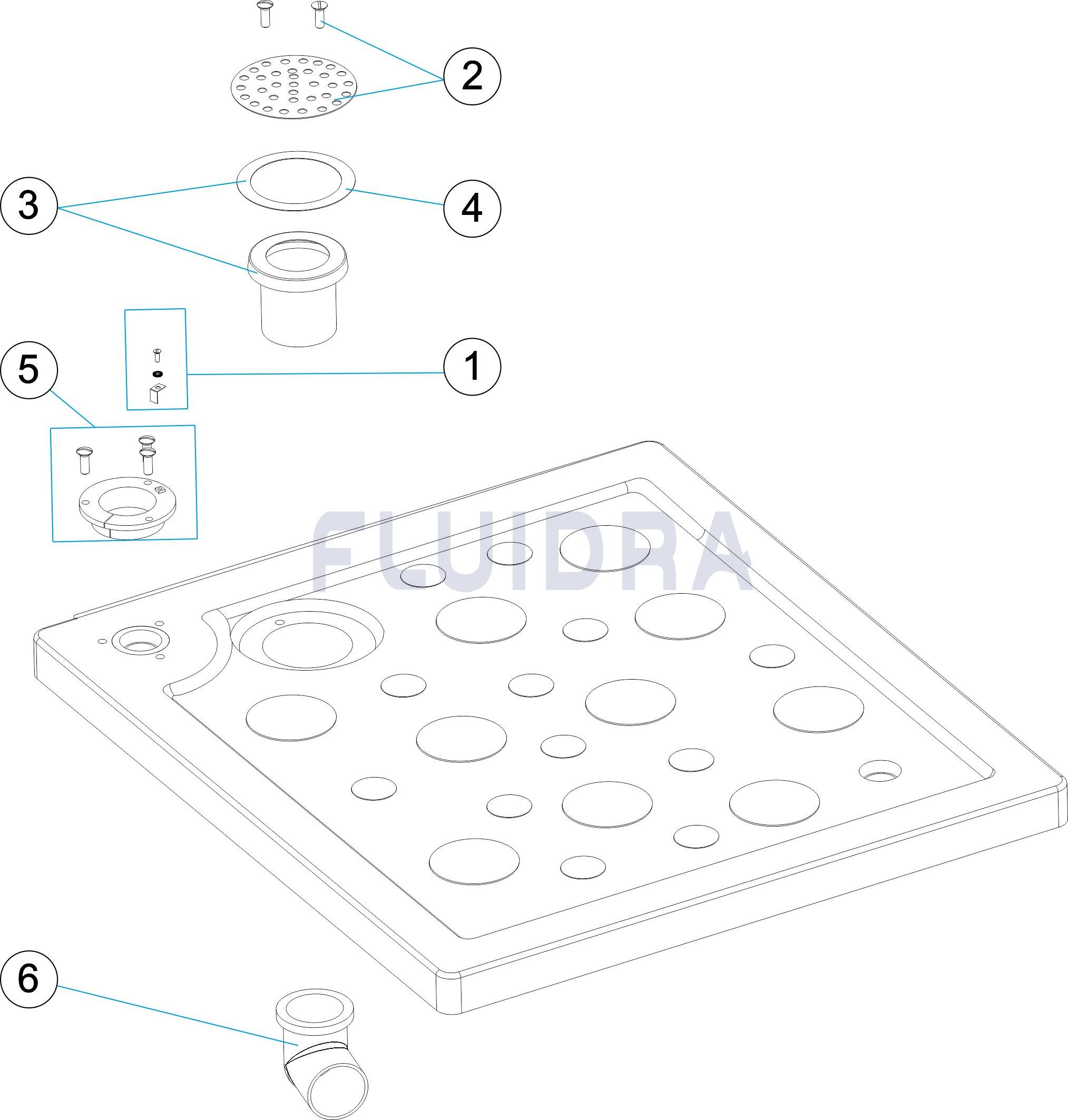 Plato ducha - Con anclaje Ø 43 mm para duchas Angel códigos 52717 y 52718