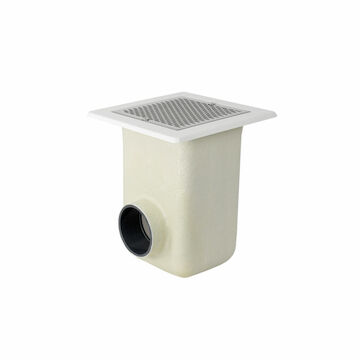 NORM main drain in polyester and fibreglass - 330 mm x 330 mm. Inox