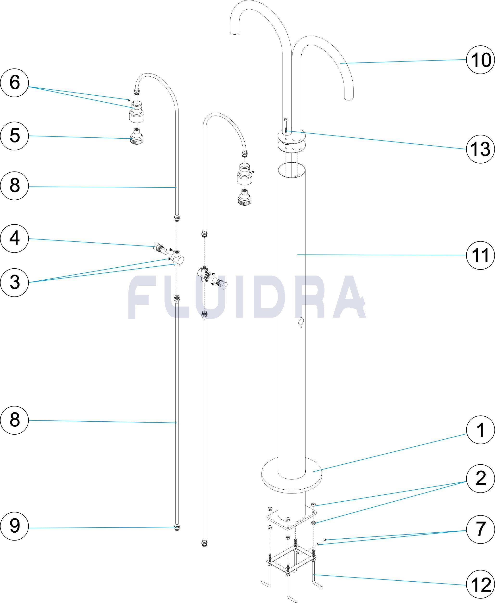 Ducha 2 rociadores y 2 pulsadores