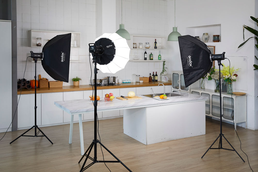 Produktion med tre Godox SL-100D