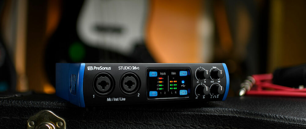 PreSonus Studio 26C är ett portabelt ljudkort som drivs via USB-C