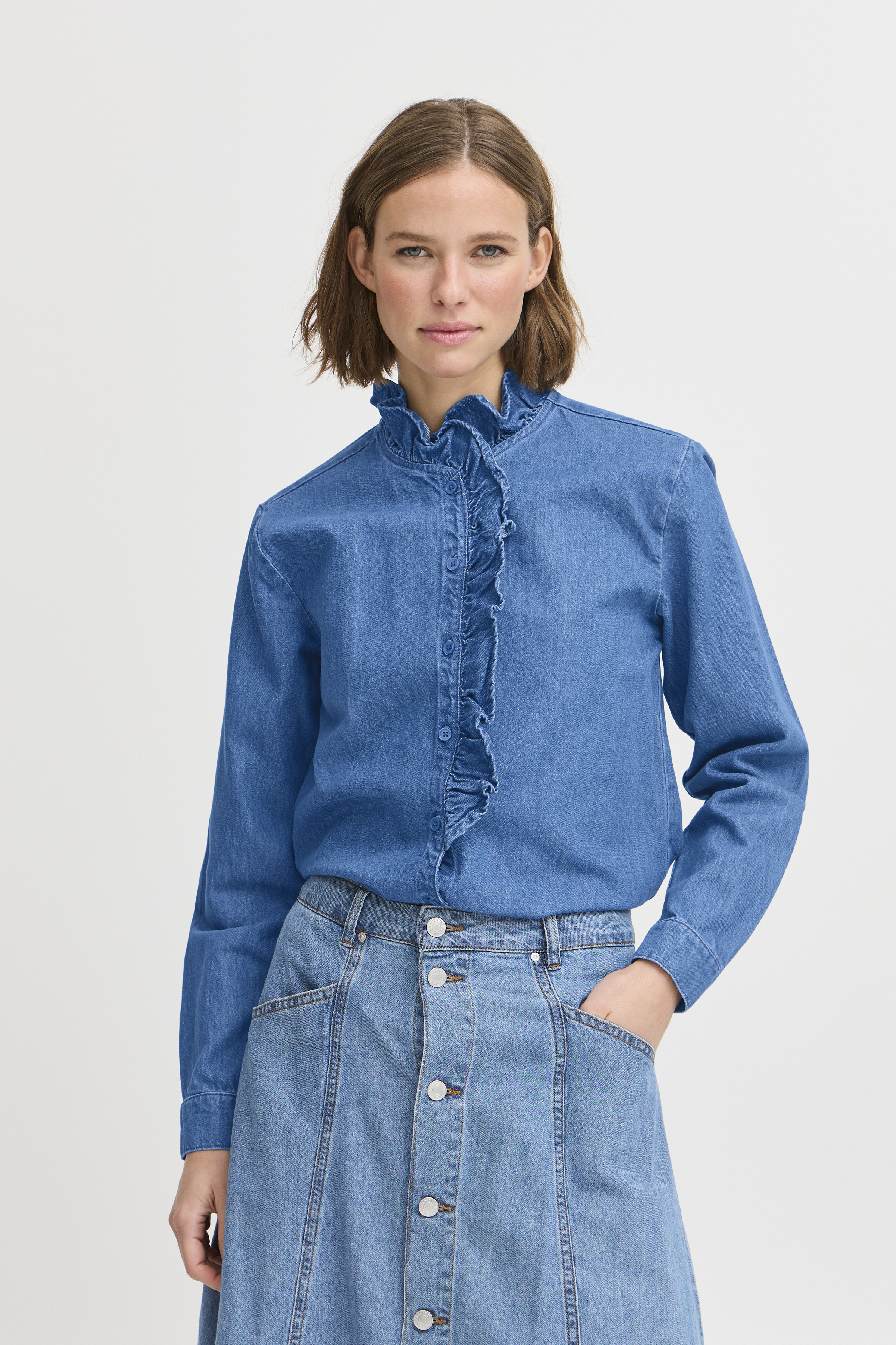 BYKISTINI Shirt in mid blue denim cotton | b.young