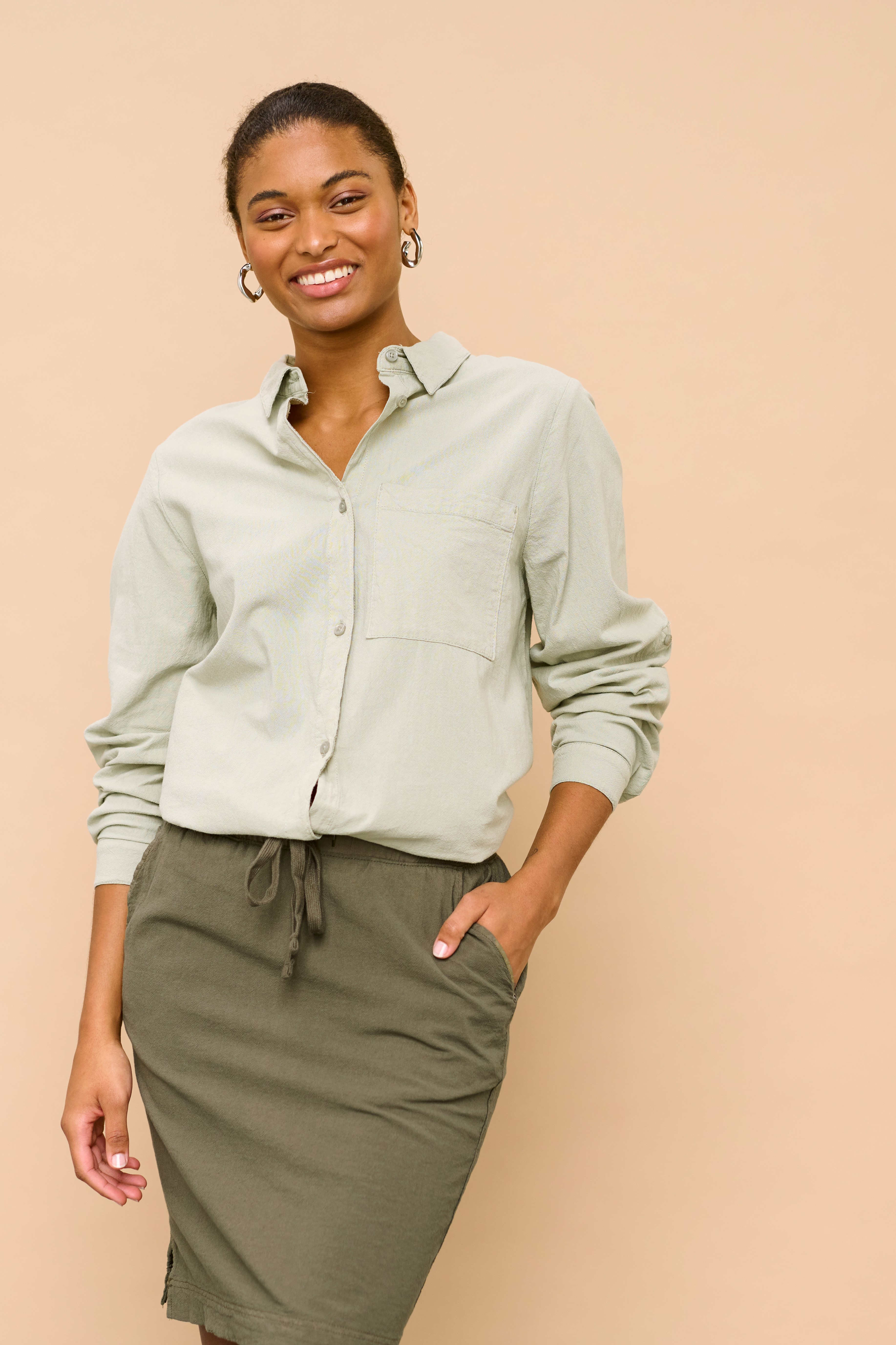 KANaya Skirt in grape leaf / green cotton | KAFFE Clothing