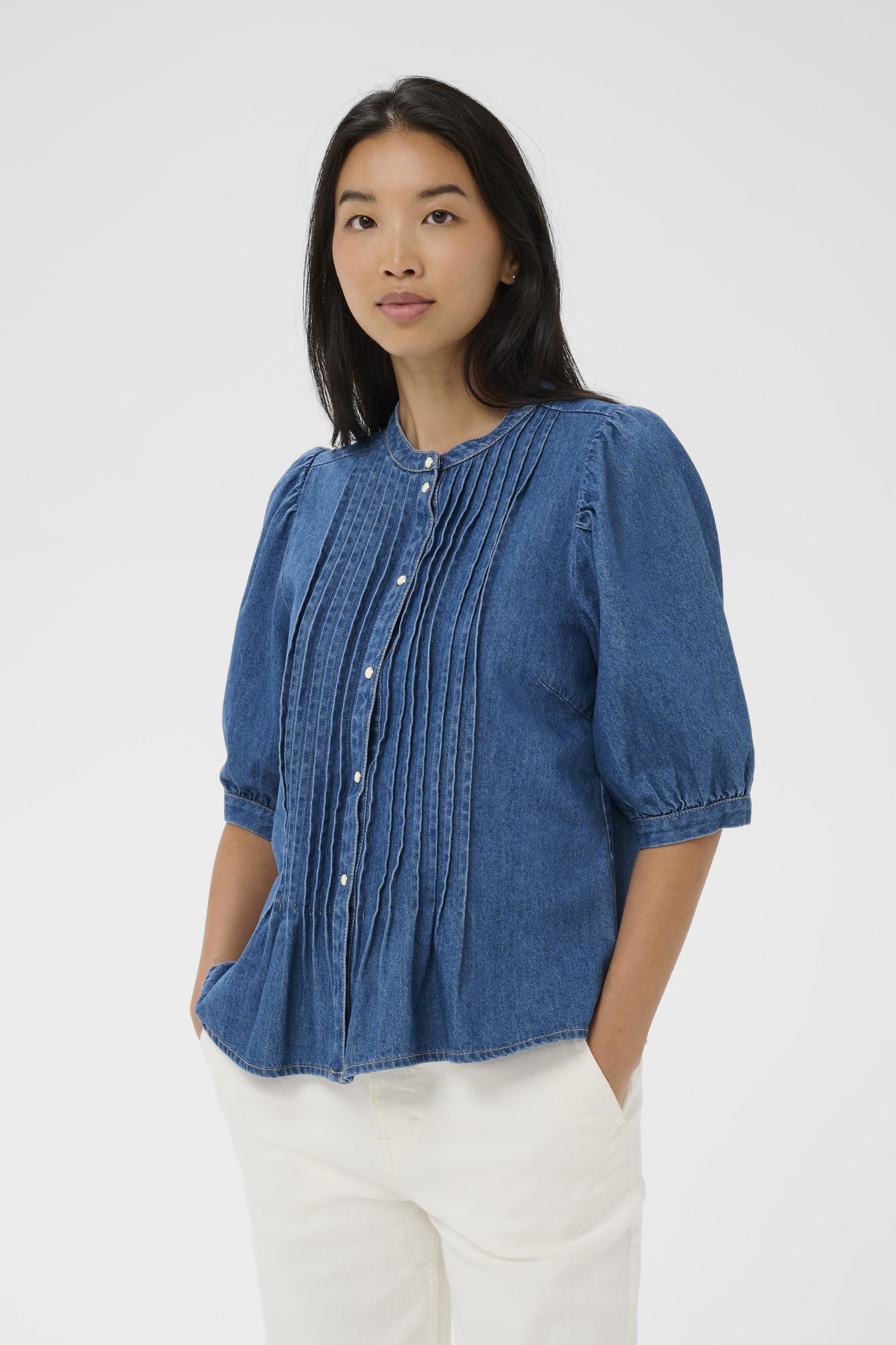 AlesiaPW Shirt in medium blue denim cotton | BON'A PARTE