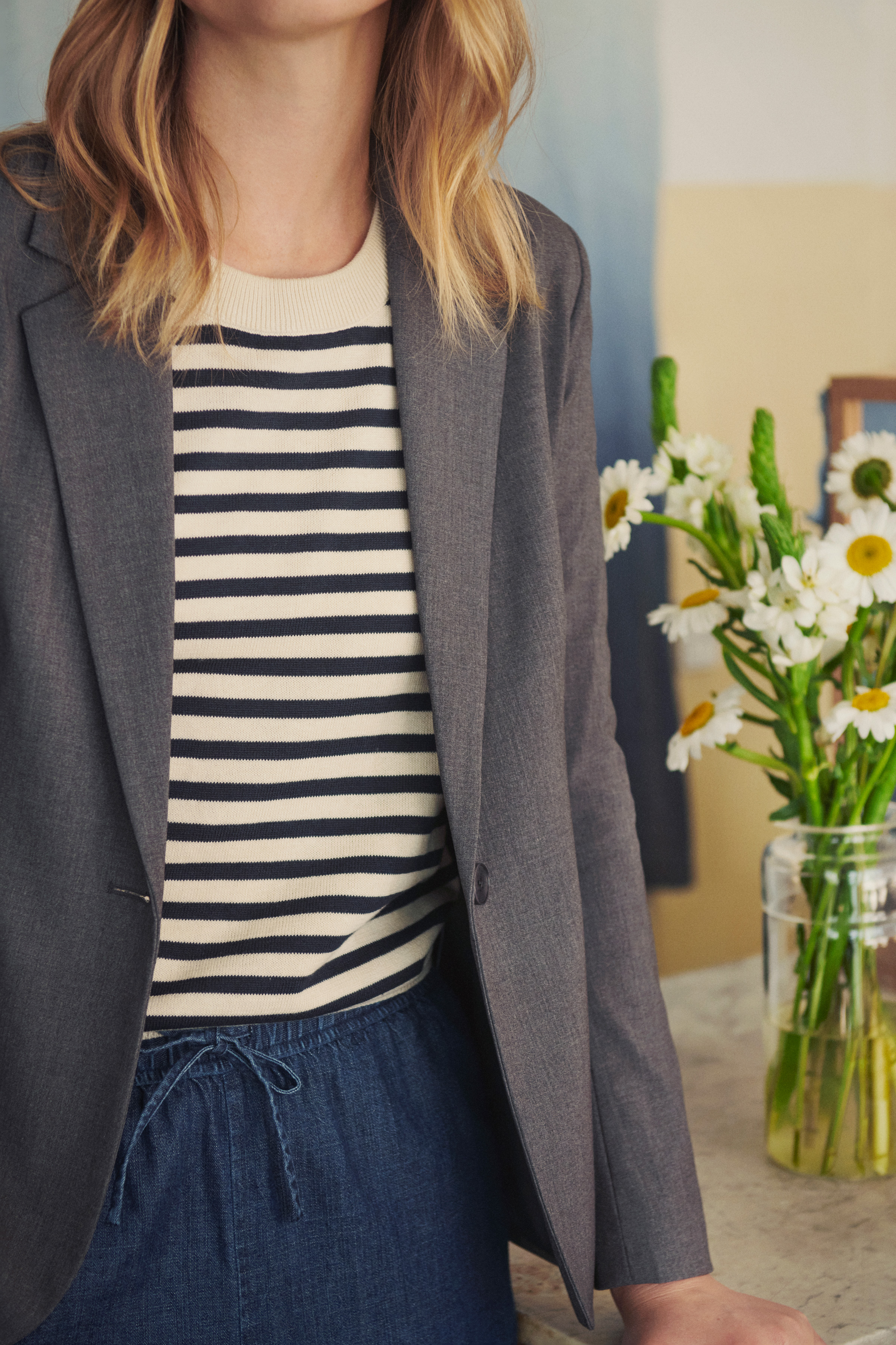 GertiePW Pullover in whitecap gray stripe cotton