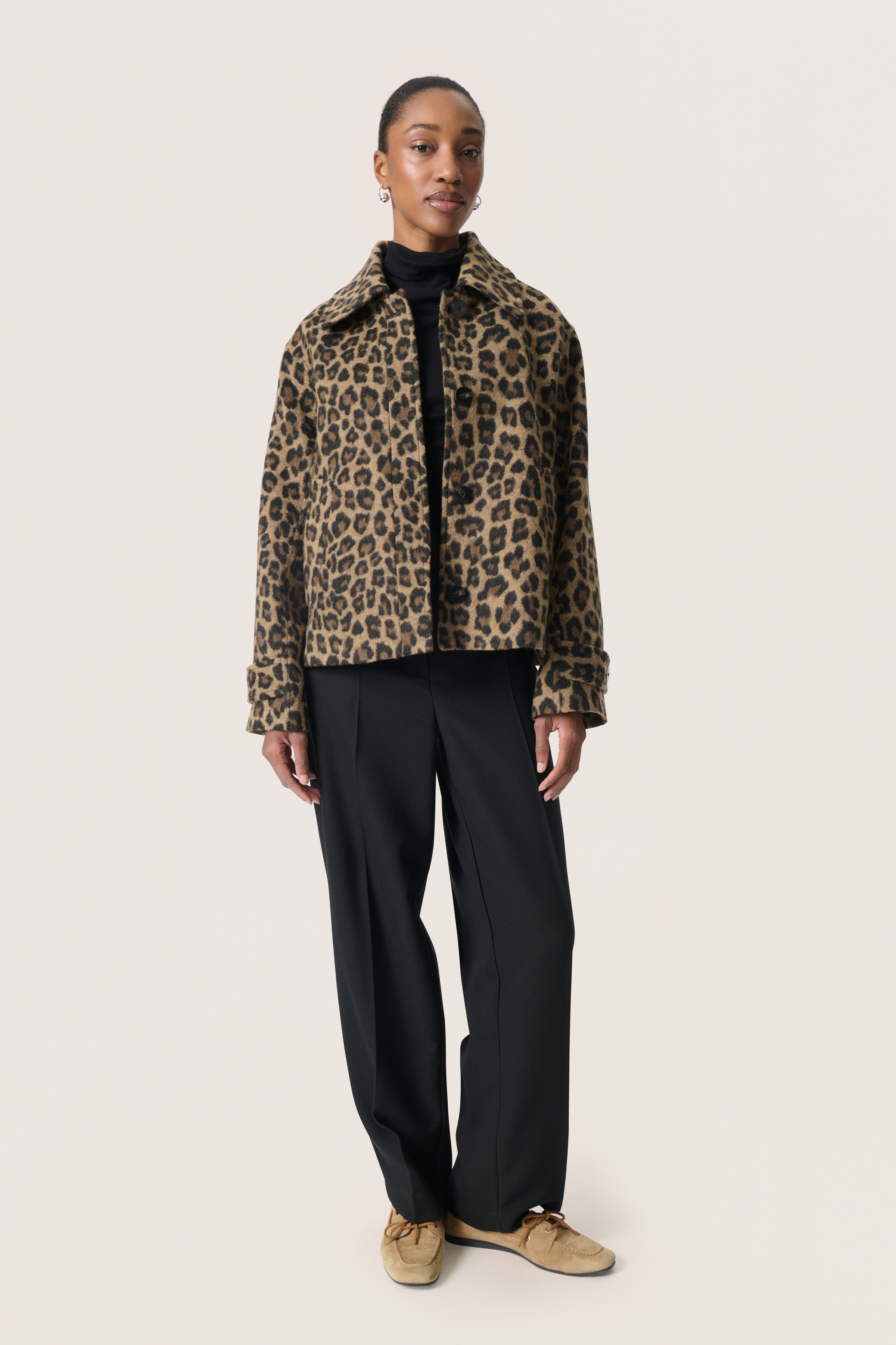 SLLeony Outerwear in leopard jaquard / brown polyester