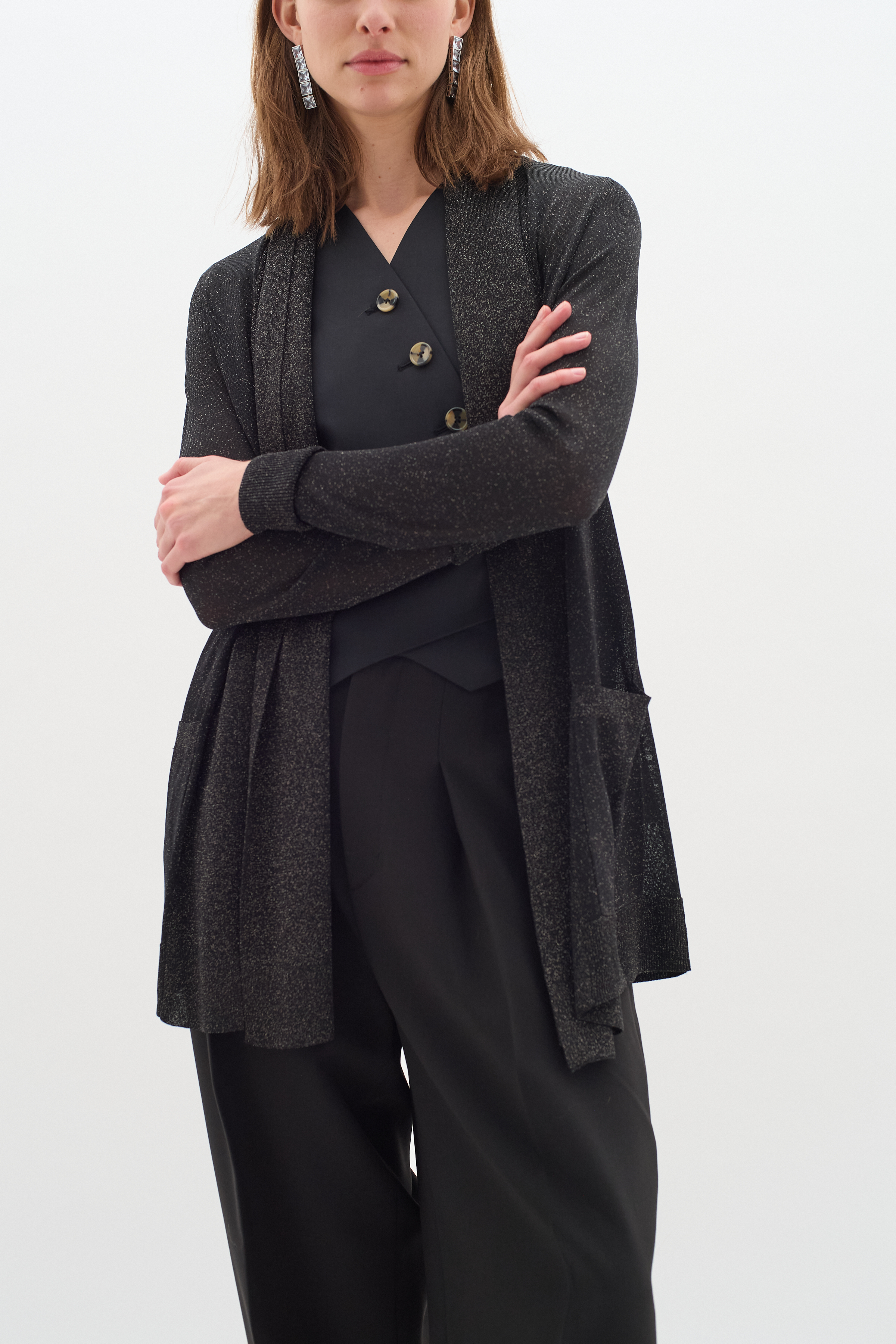 ThaniIW glitter Cardigan in black colour