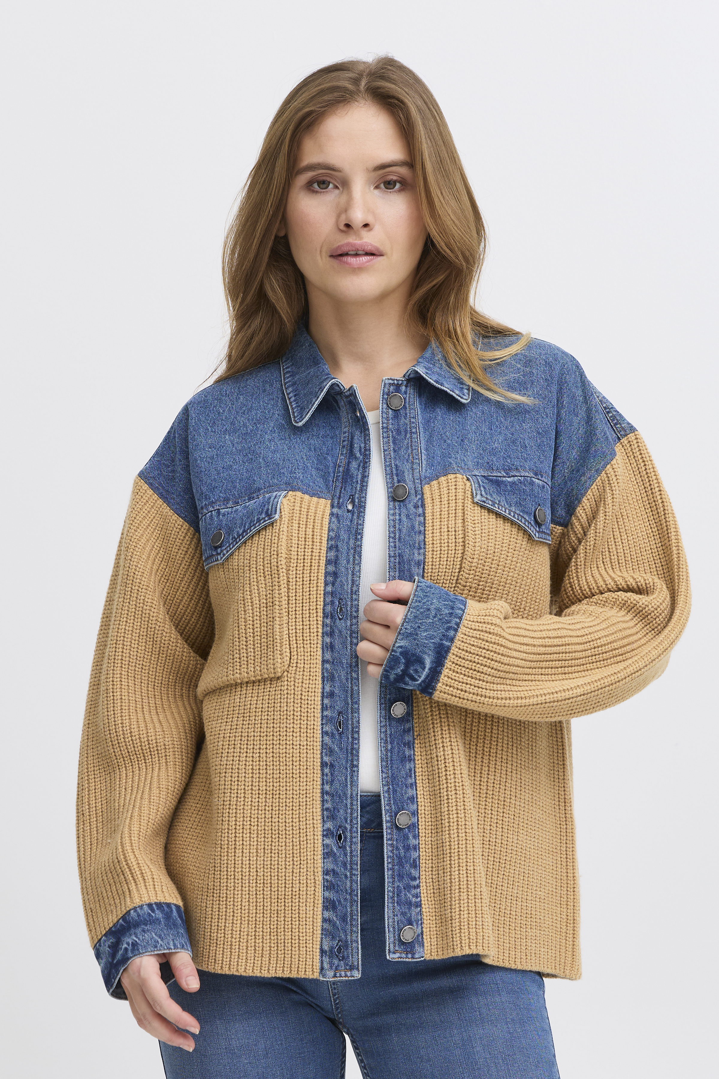 【I AM MARI】Checked Polar Zip-Up Knit Banding Pants Set Spodnie damskie z połyskiem