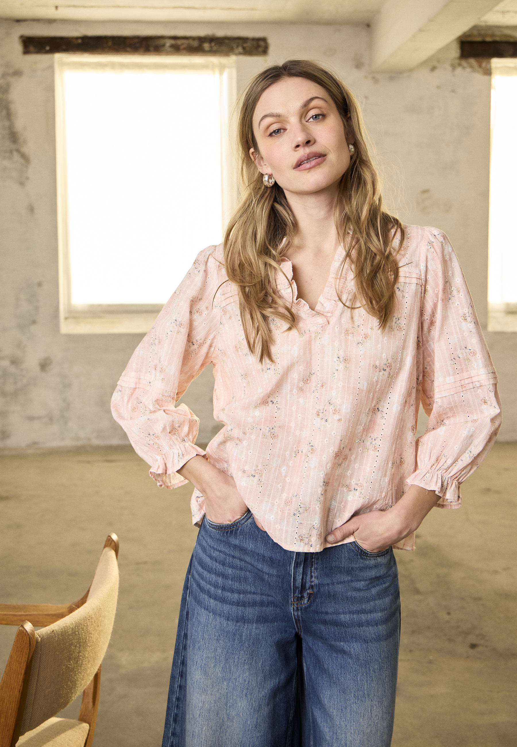 PZBELLAROSE Blouse in potpourri / pink cotton | Pulz Jeans