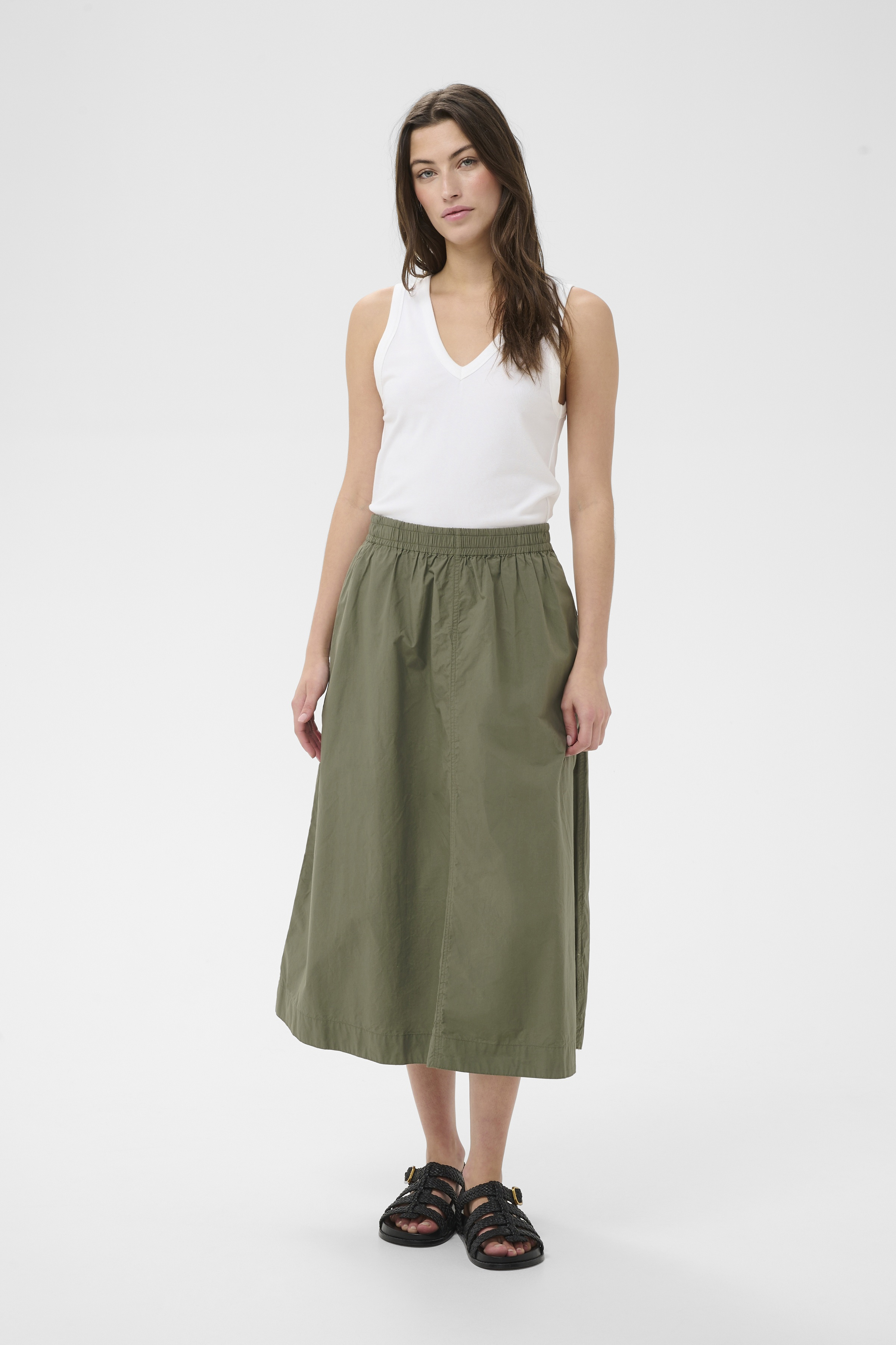 レディースウェア BRIEFING WS BASIC SKIRT OLIVE S AsminaPW Skirt in smokey olive / green cotton