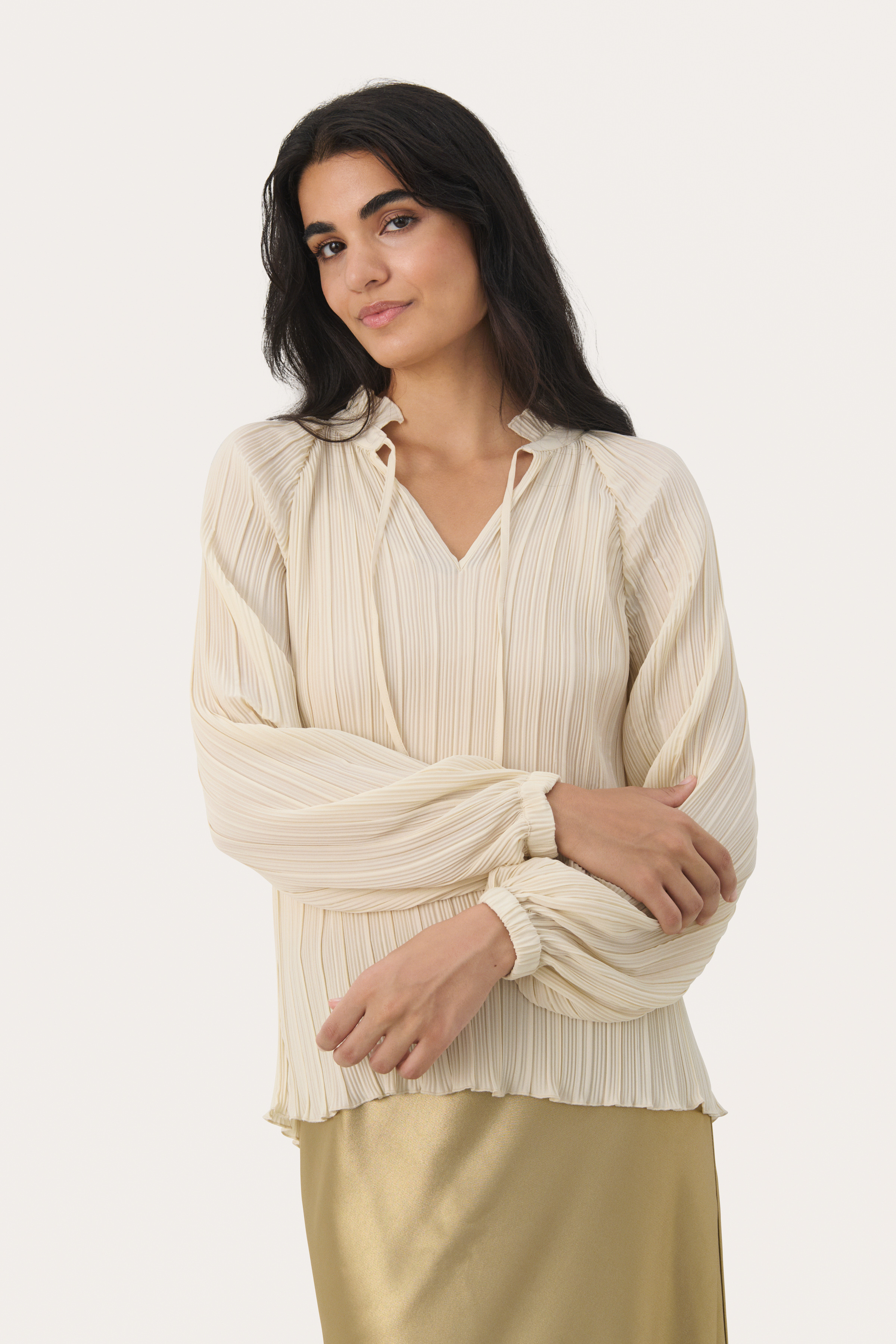 MyraPW Blouse in birch / white colour