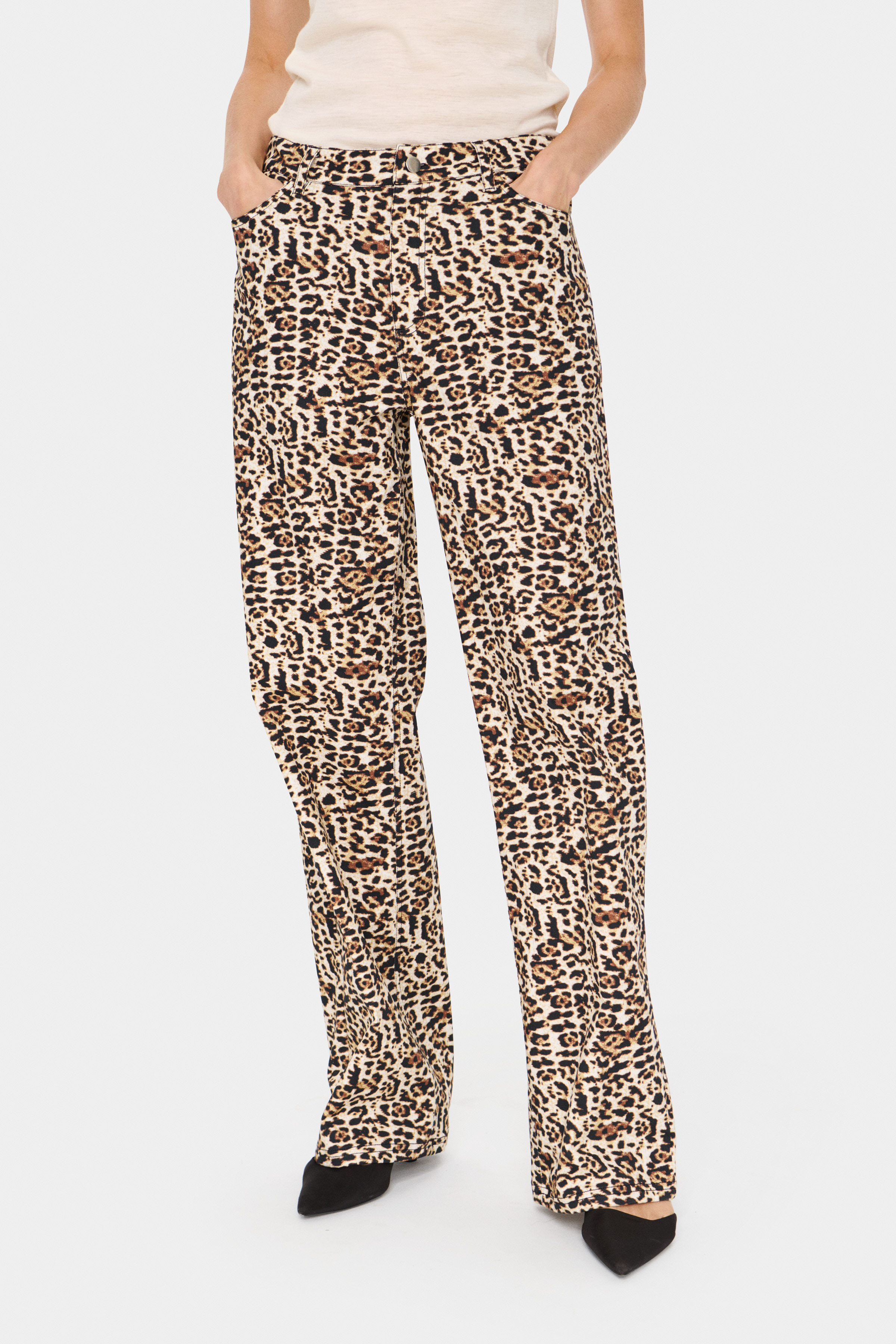 25SS人気新作【RoseFrantz】Leopard Wide Pants★2色 Charfille Women's Casual Pants Drawstring Leopard Print