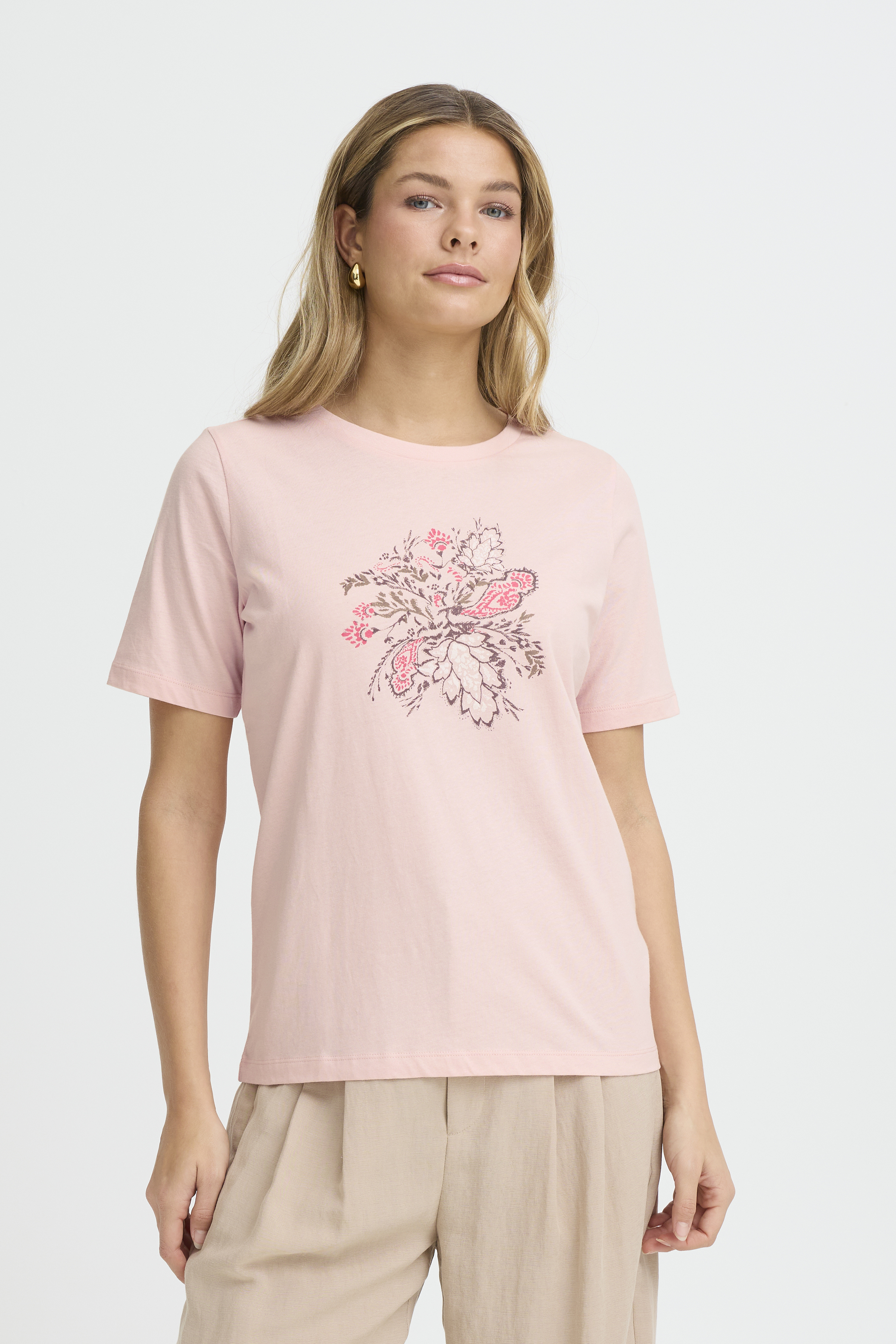 FRFELICIA T-shirt in lotus multi / pink cotton | Fransa