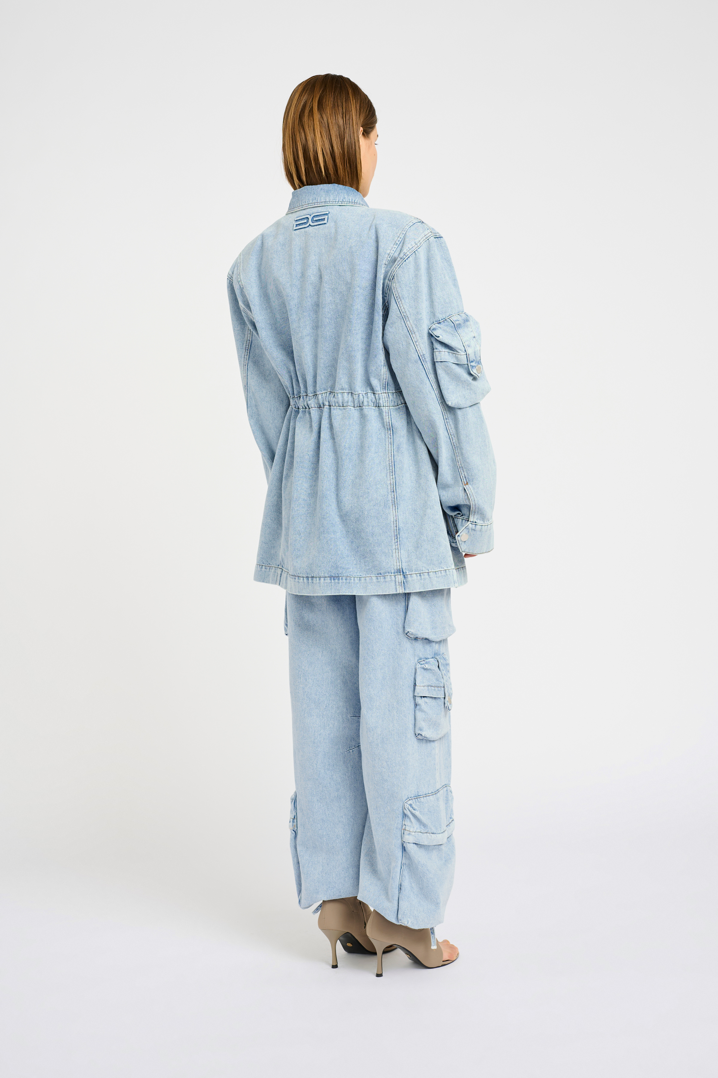 VinnyGZ Cargo trousers in light blue washed cotton