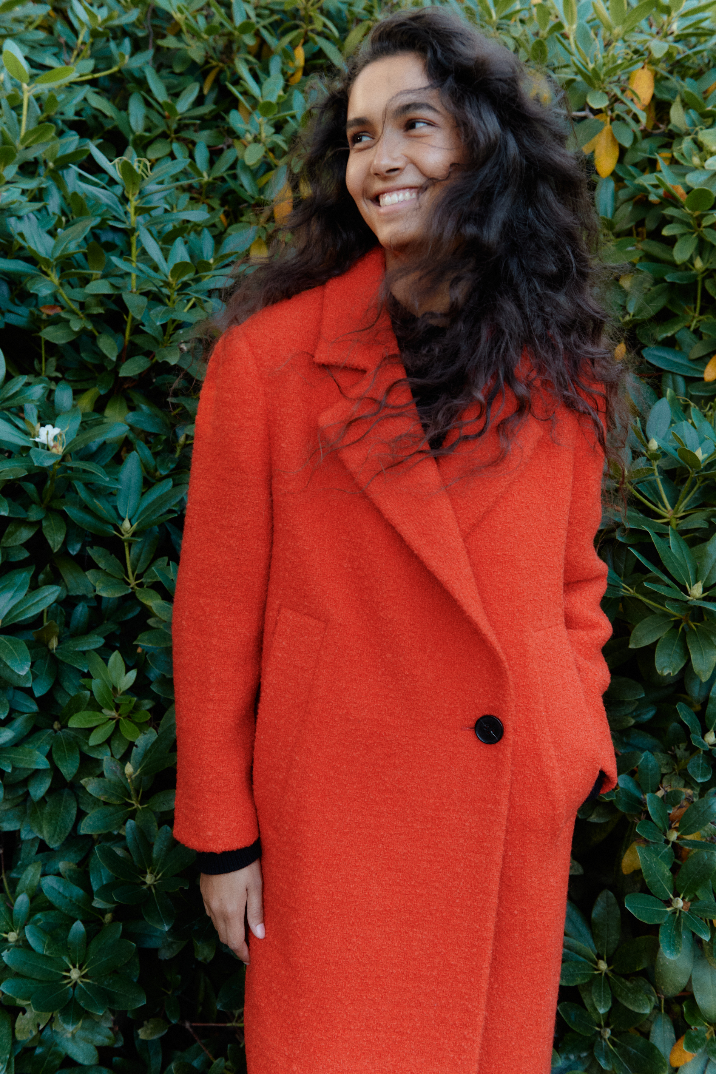 TanayIW Long Coat in deep orange colour