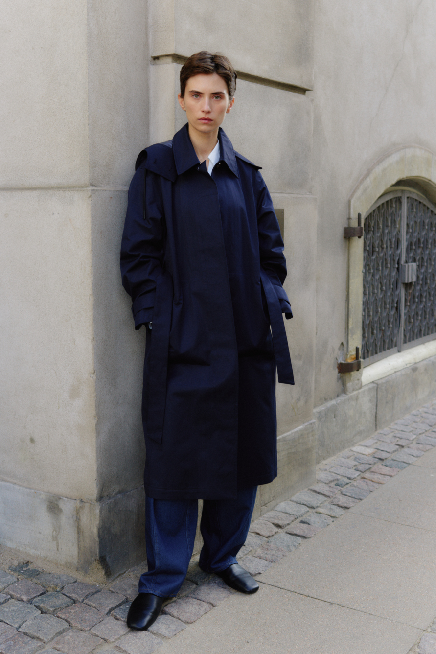 MylahIW Waterproof trench coat in marine blue colour