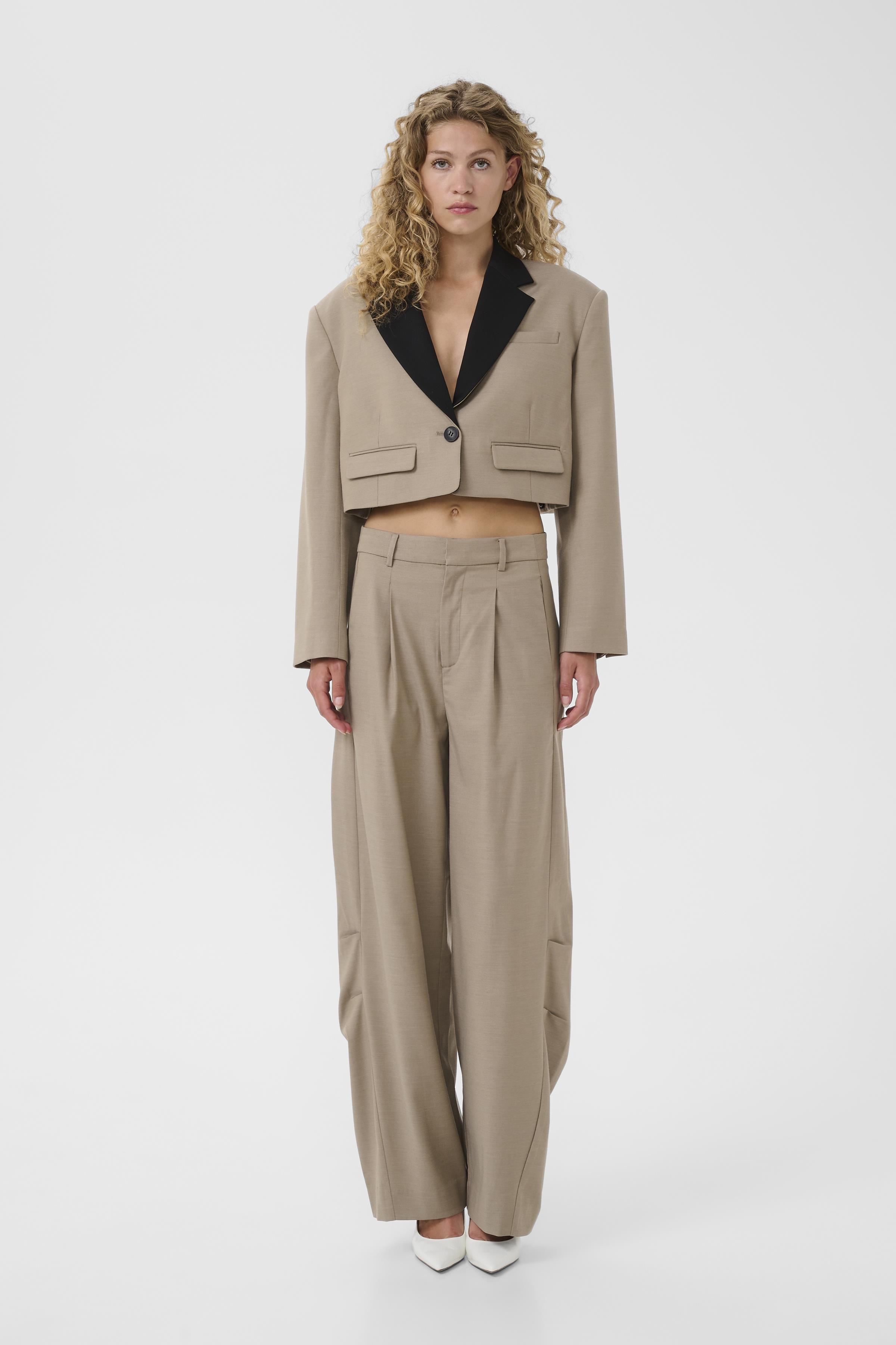 GZnella Trousers in olive sand melange / green colour