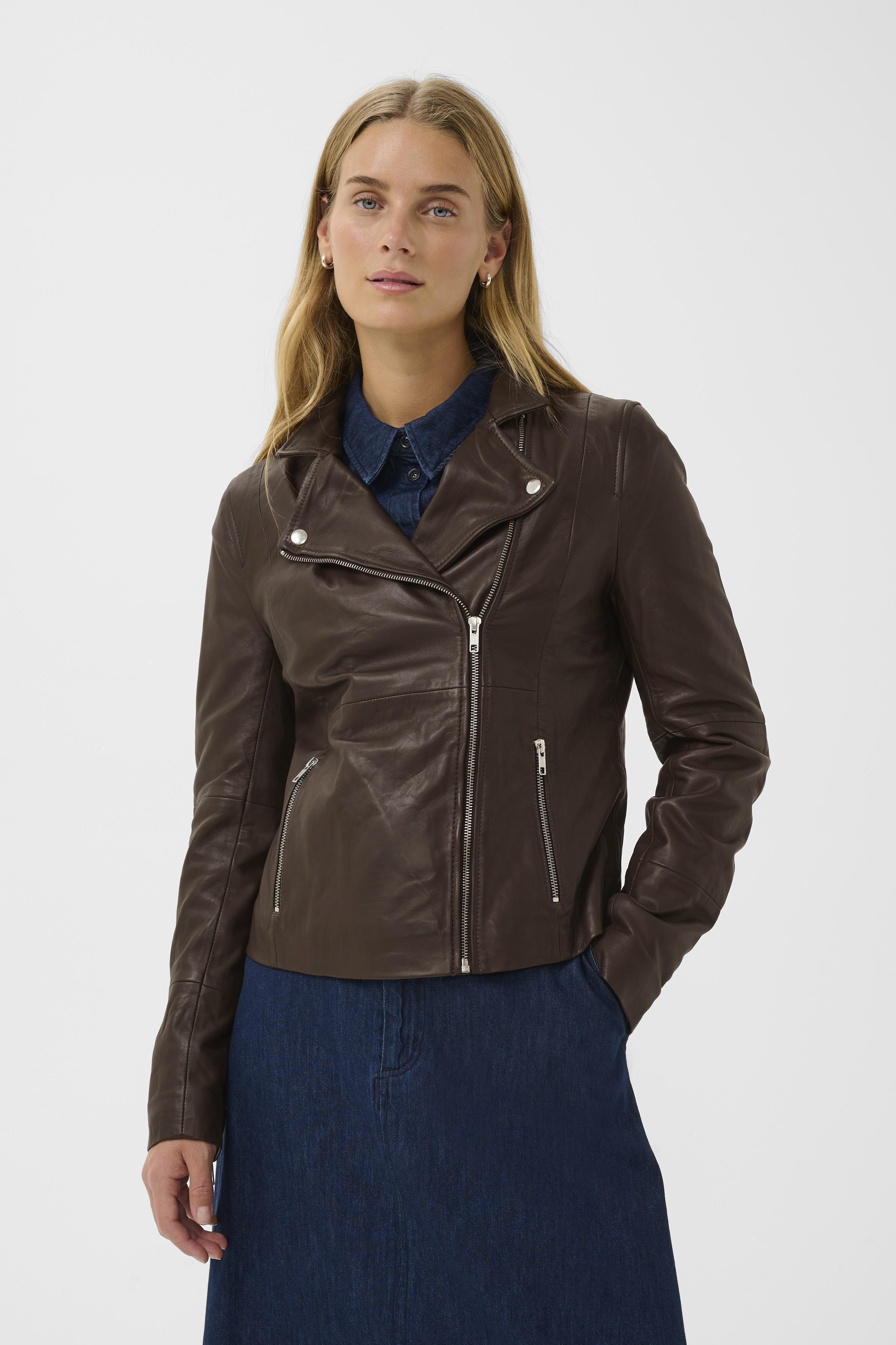 FrancesPW Leather jacket in mole' / brown colour