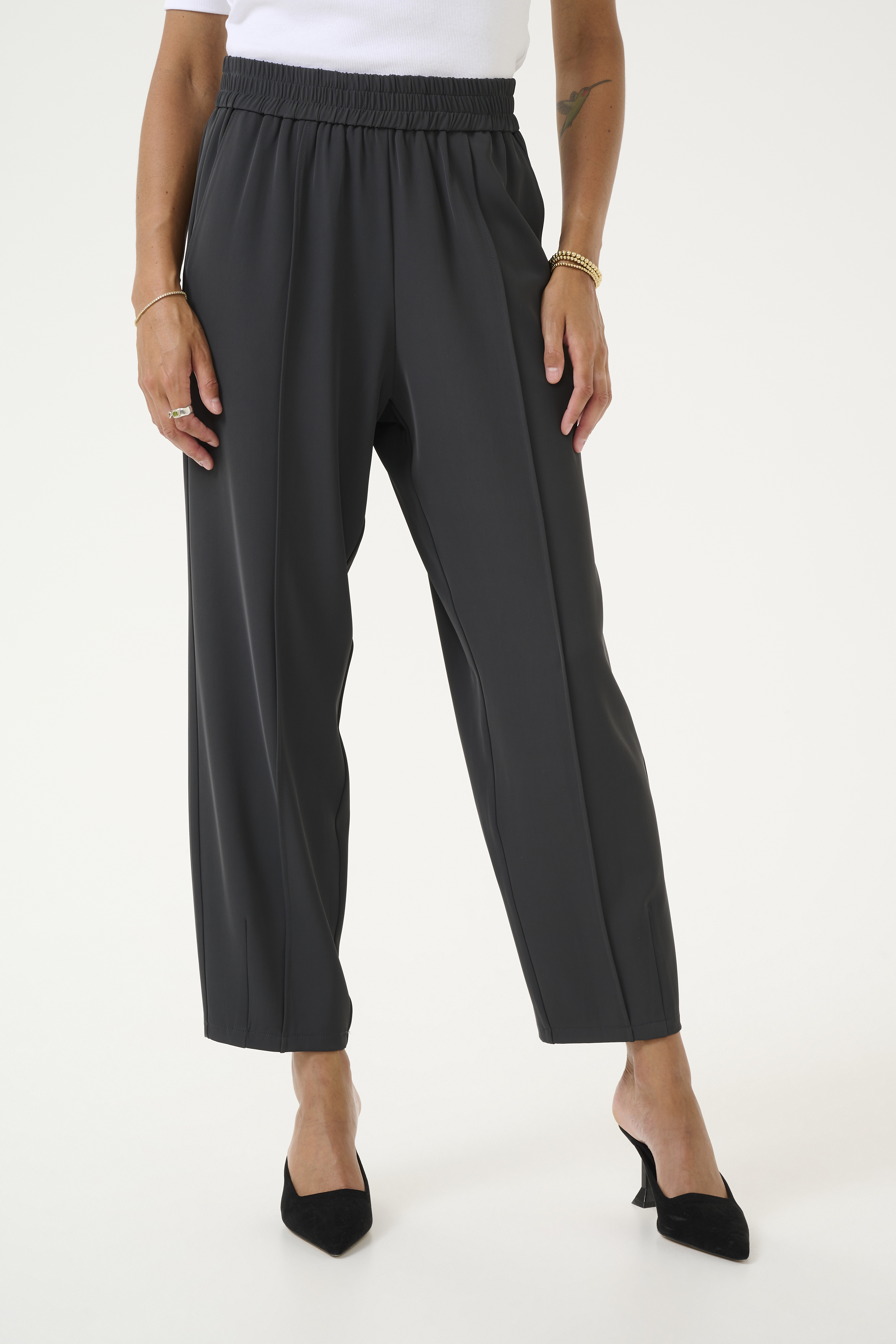 KAsigna Trousers in black oyster / grey polyester | KAFFE Clothing