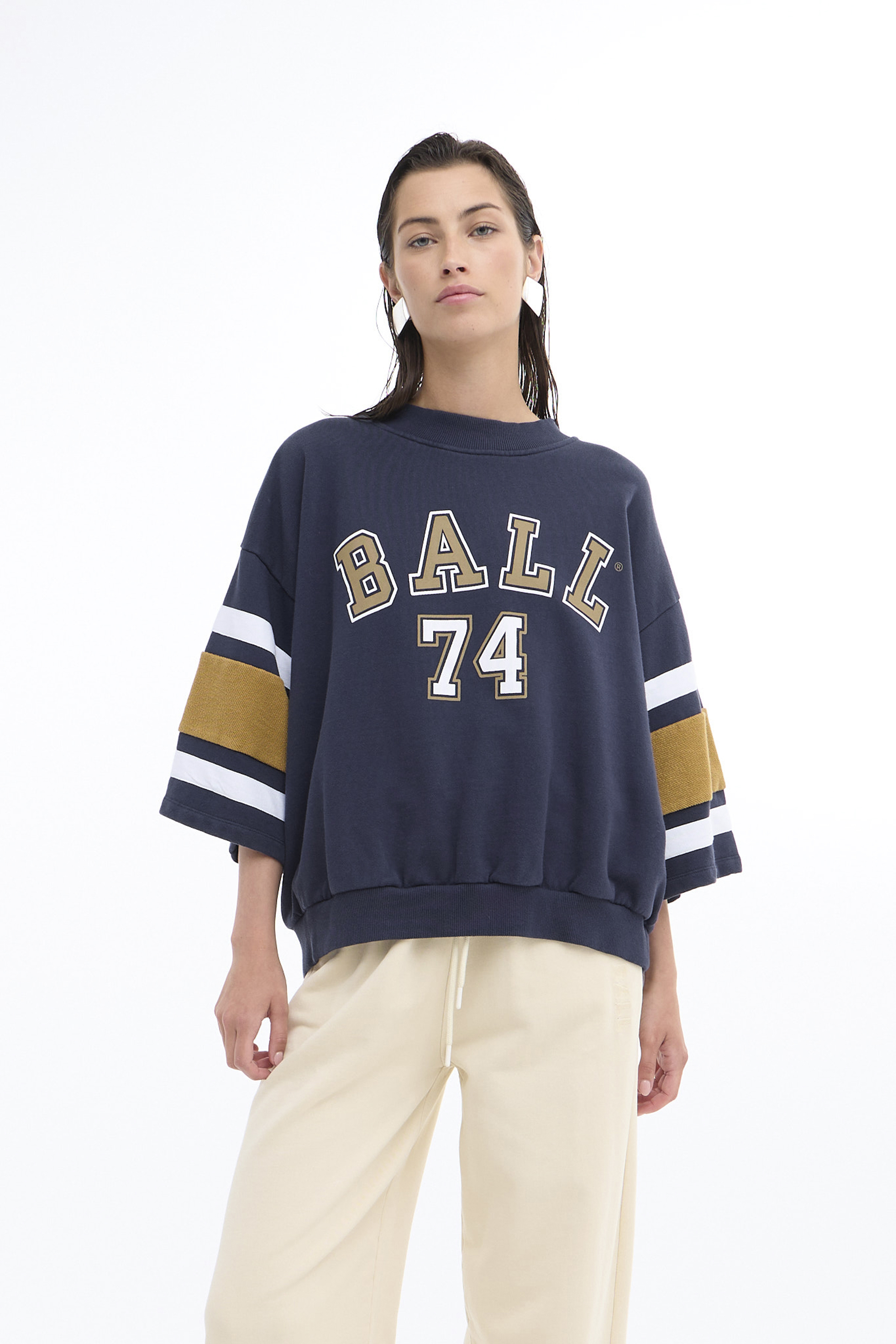 【YOURNUS】Sharp Balloon Line Sweatshirt BAARIAN Sweatshirt in black iris cotton | BALL ORIGINAL