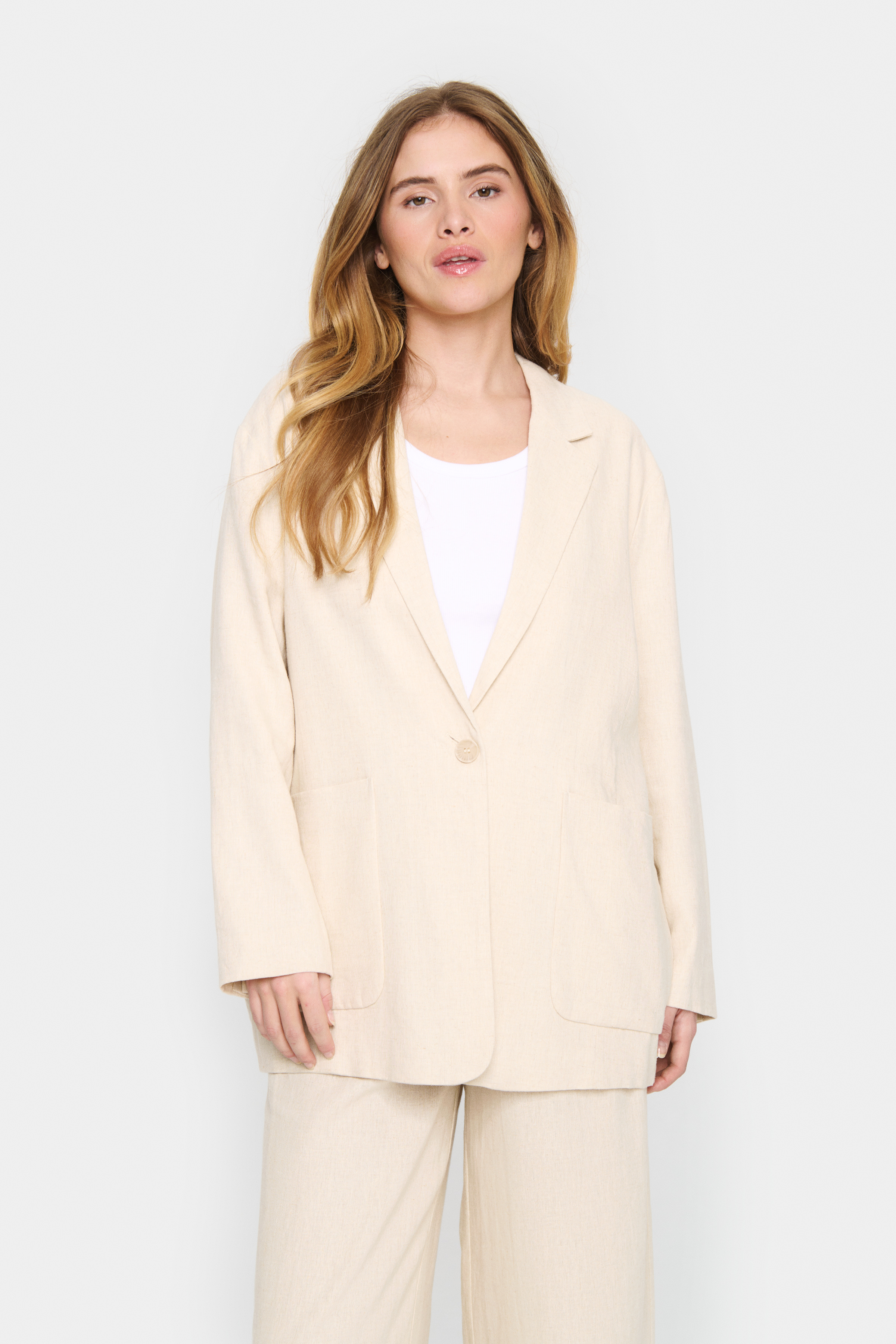 EstelleSZ Linen blazer in fog melange colour