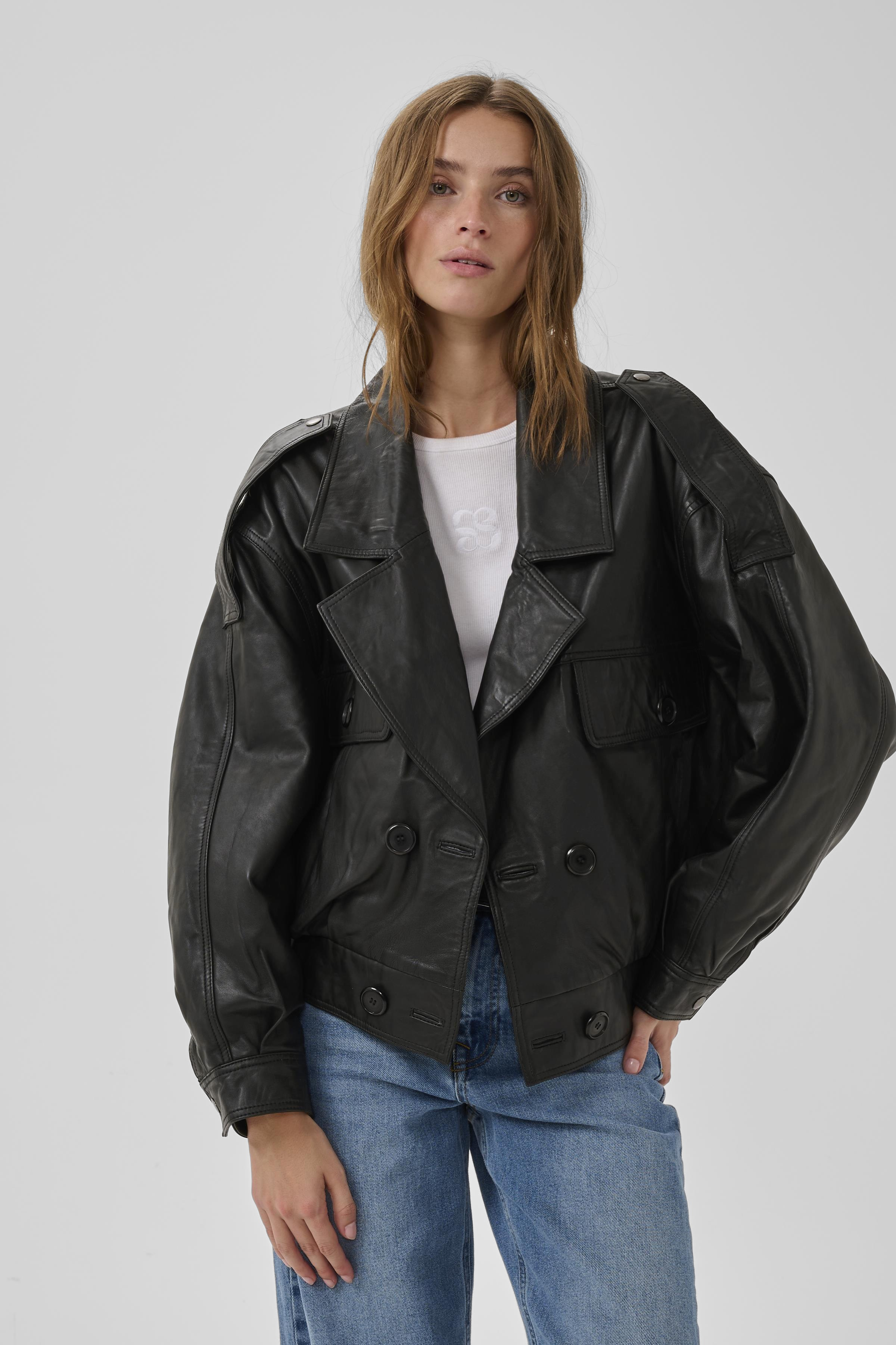 JackieMW Leather jacket in black lamb leather
