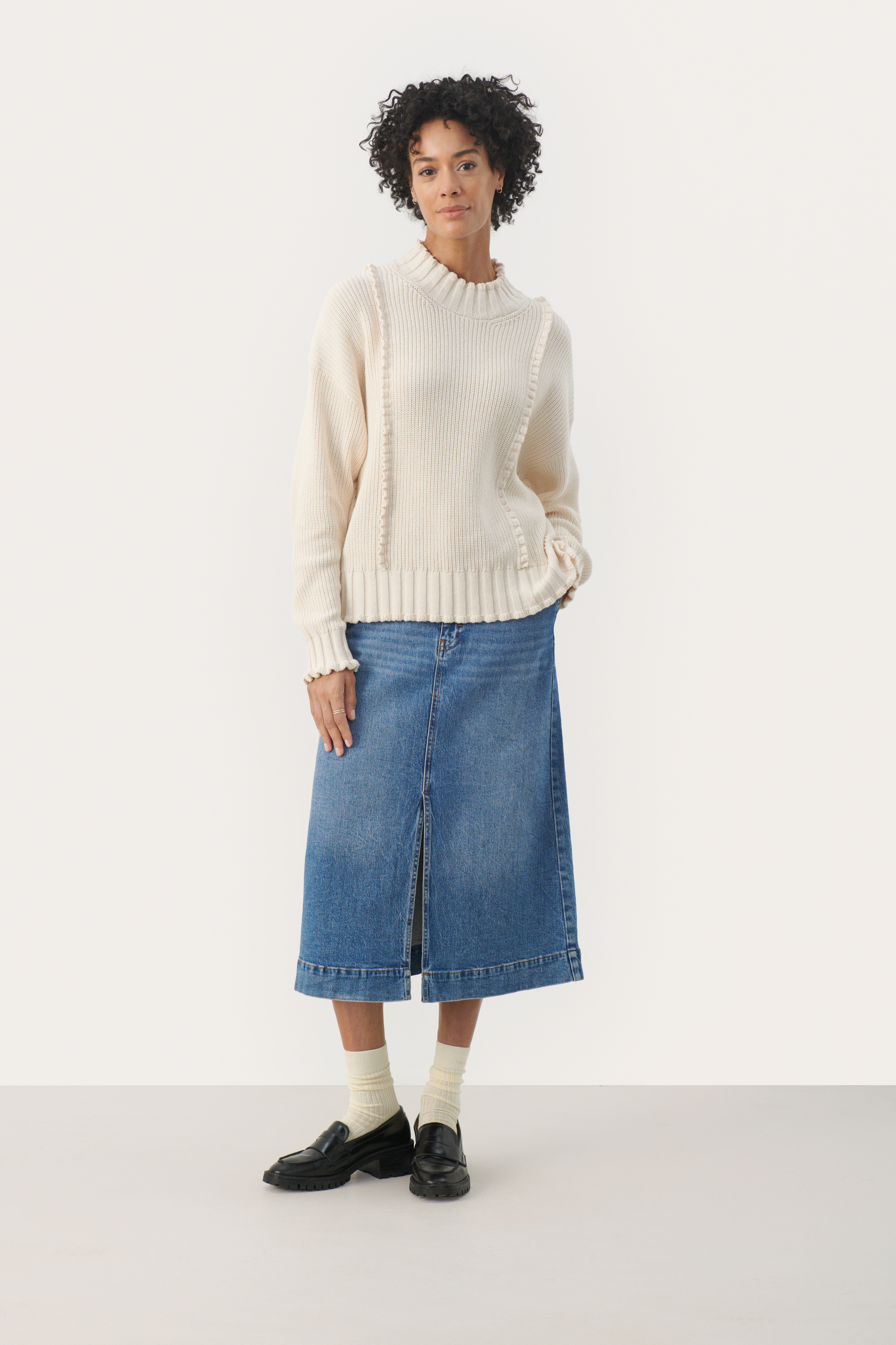 ElyssaPW Knit sweater in dark navy cotton