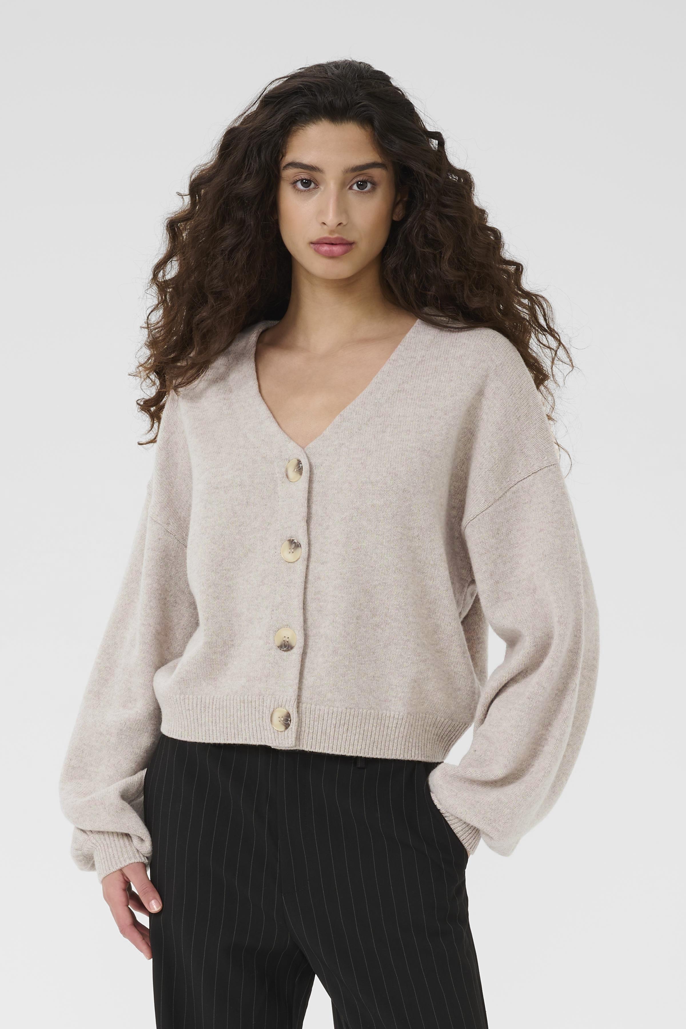 ManziGZ Cardigan in string melange / grey wool