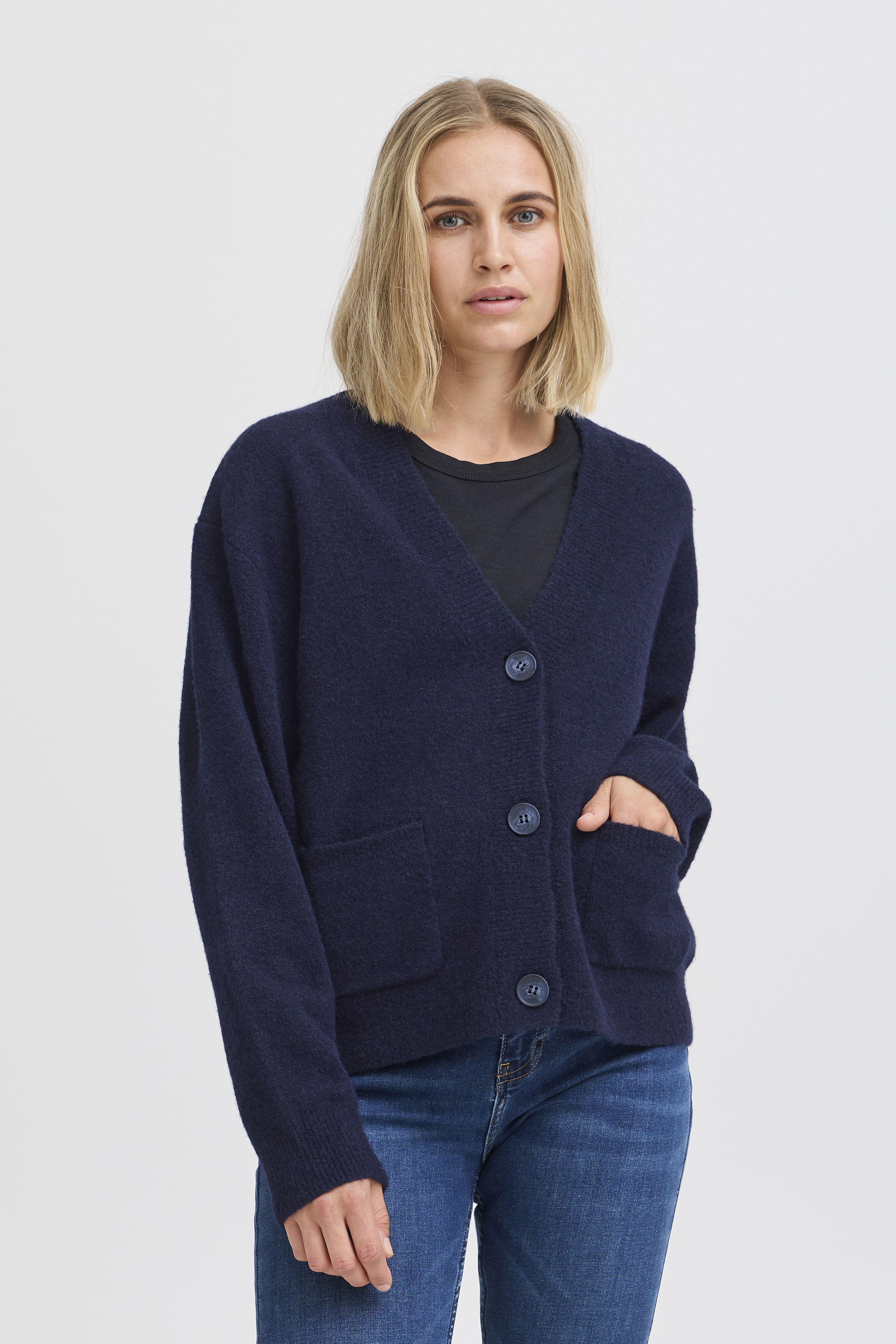 Mohair Plush Melange V-Neck Cardigan | EILEEN FISHER