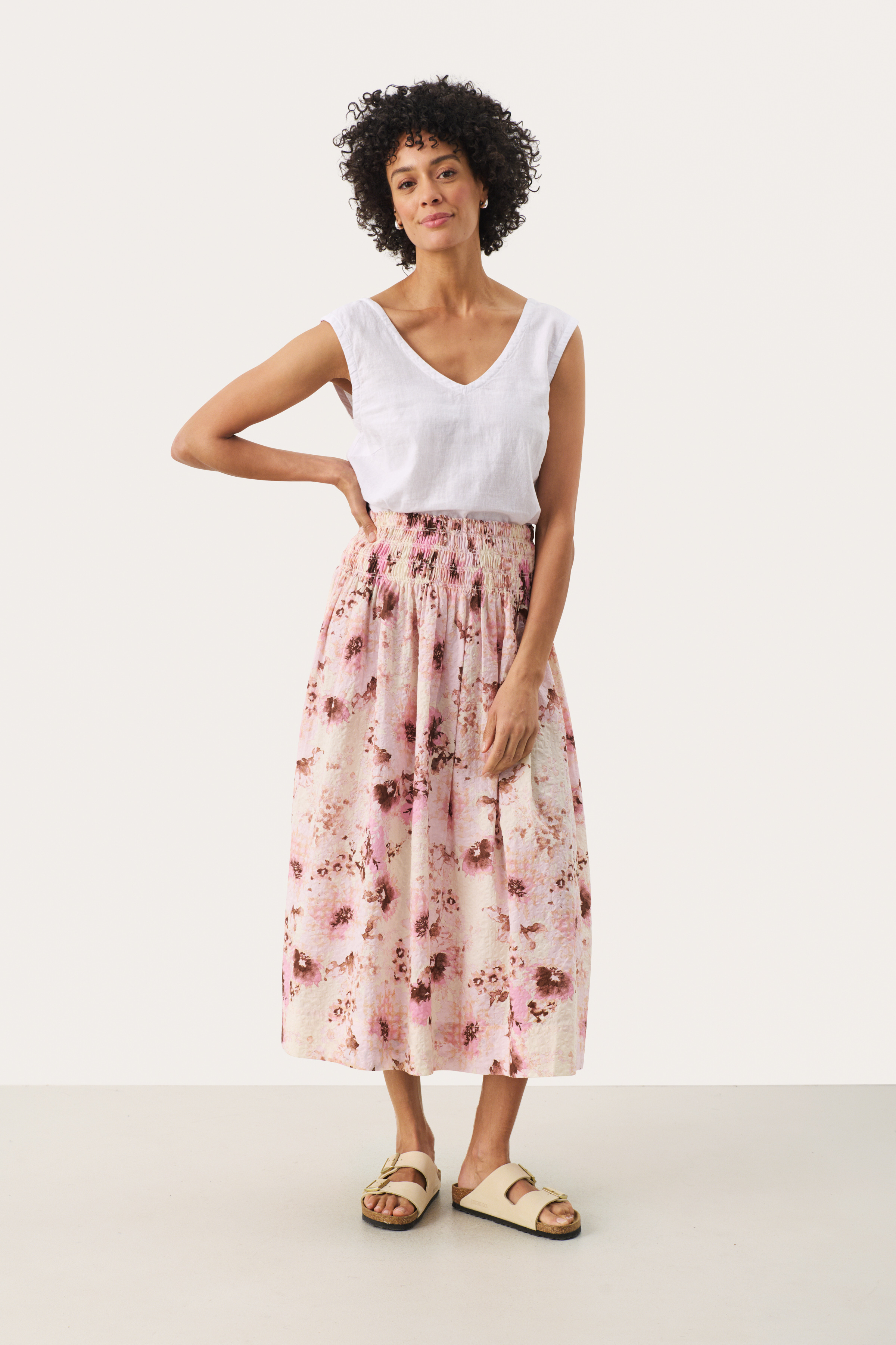 ★2023SS新作★EXPIRED GIRL★Rose Skirt RosabellPW Skirt in pink nectar scattered flower cotton