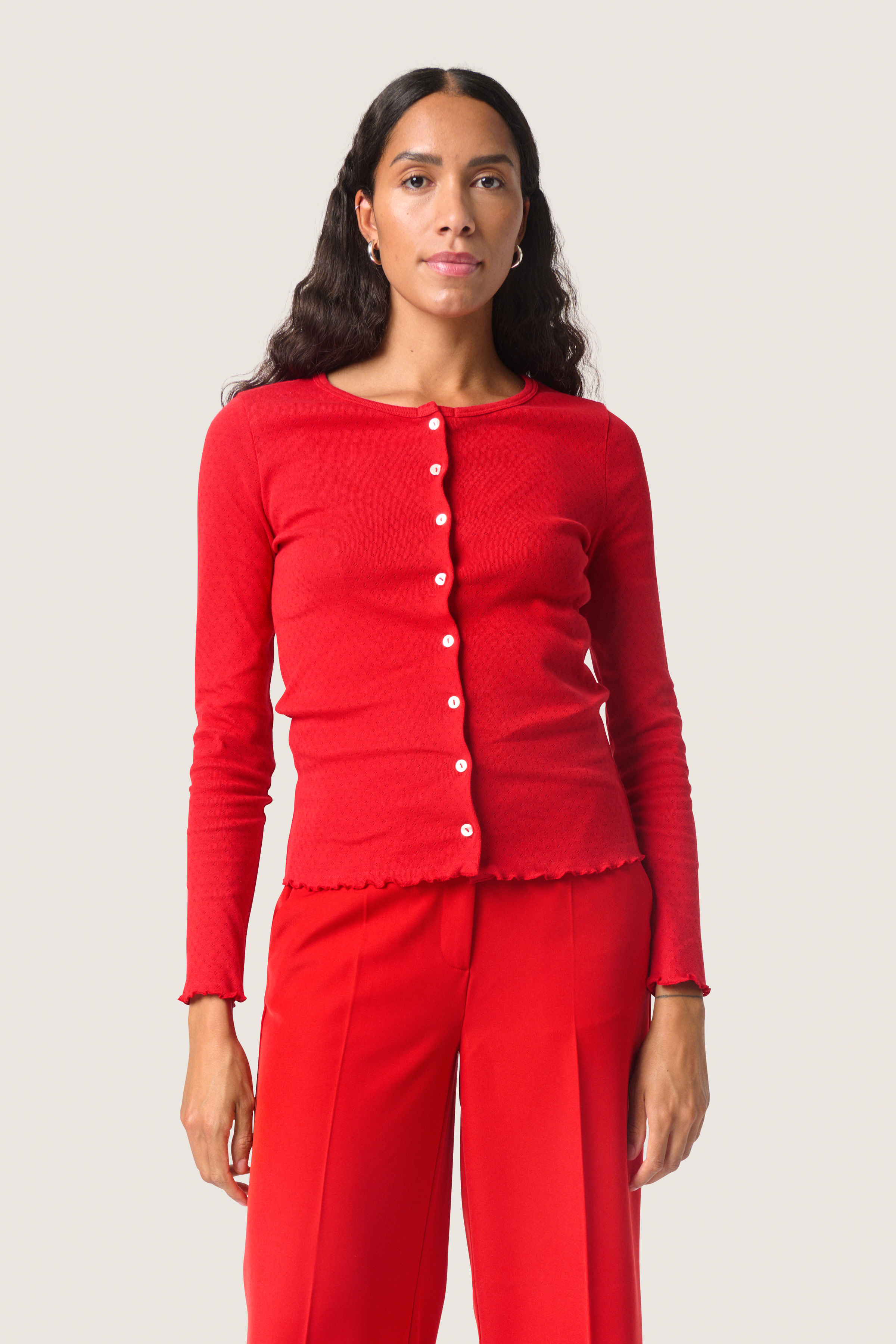SLVenola Cardigan in salsa / red cotton