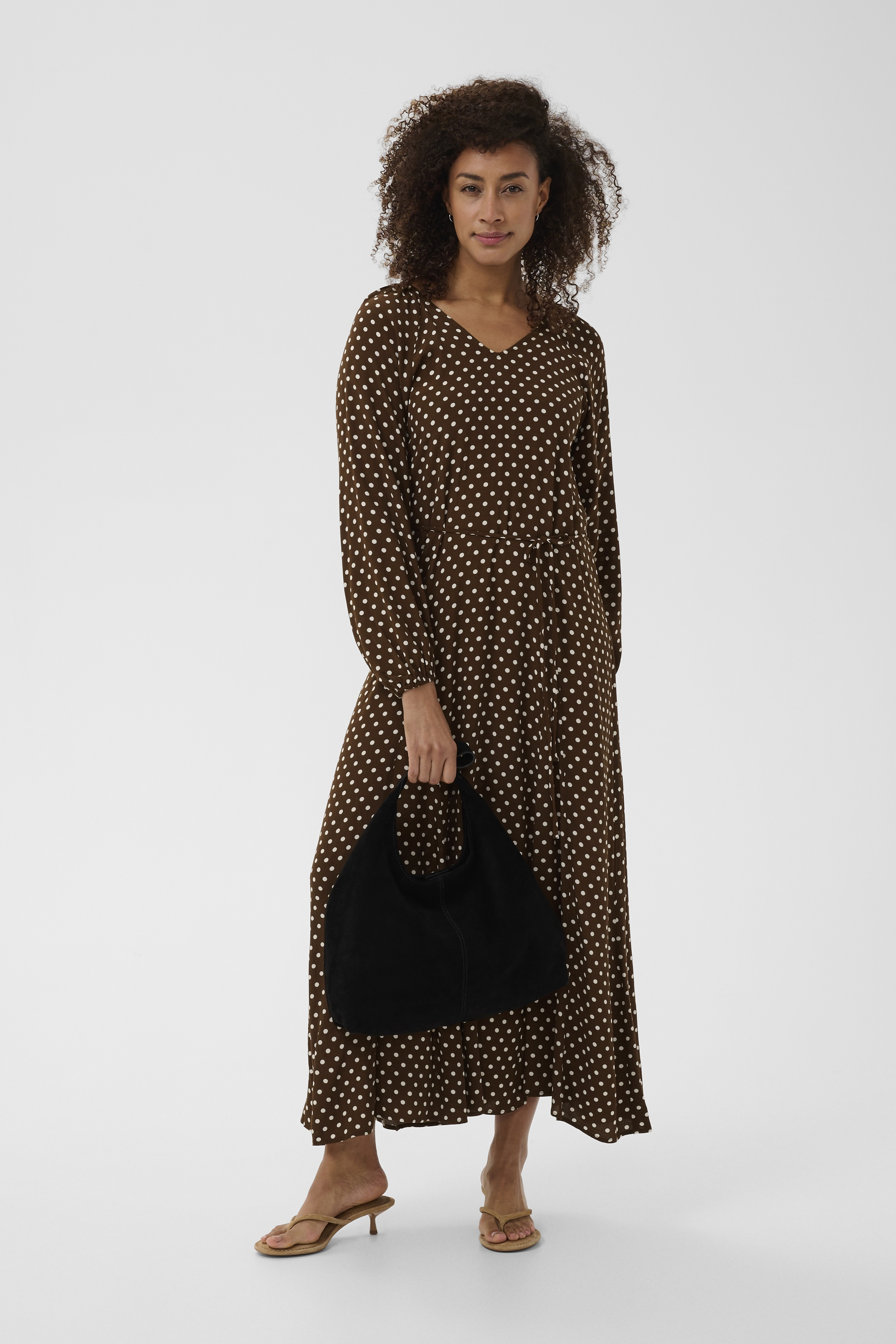 RosalinePW Dress in downtown brown dot print colour