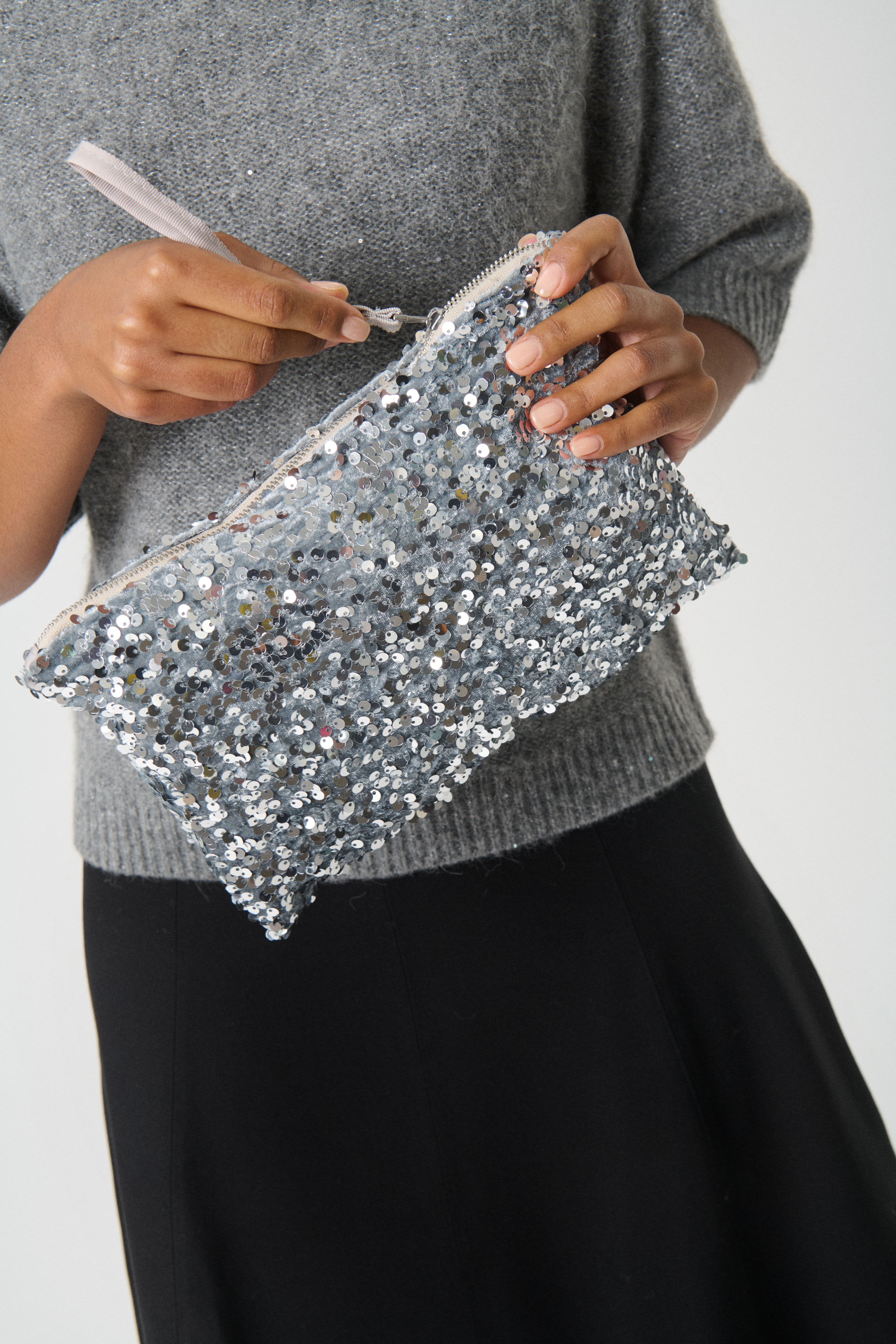 バッグ black & silver sequins bag Handbag TEMI Sequins | silver | Standard | Anz | 031679-96/91-0-Anz