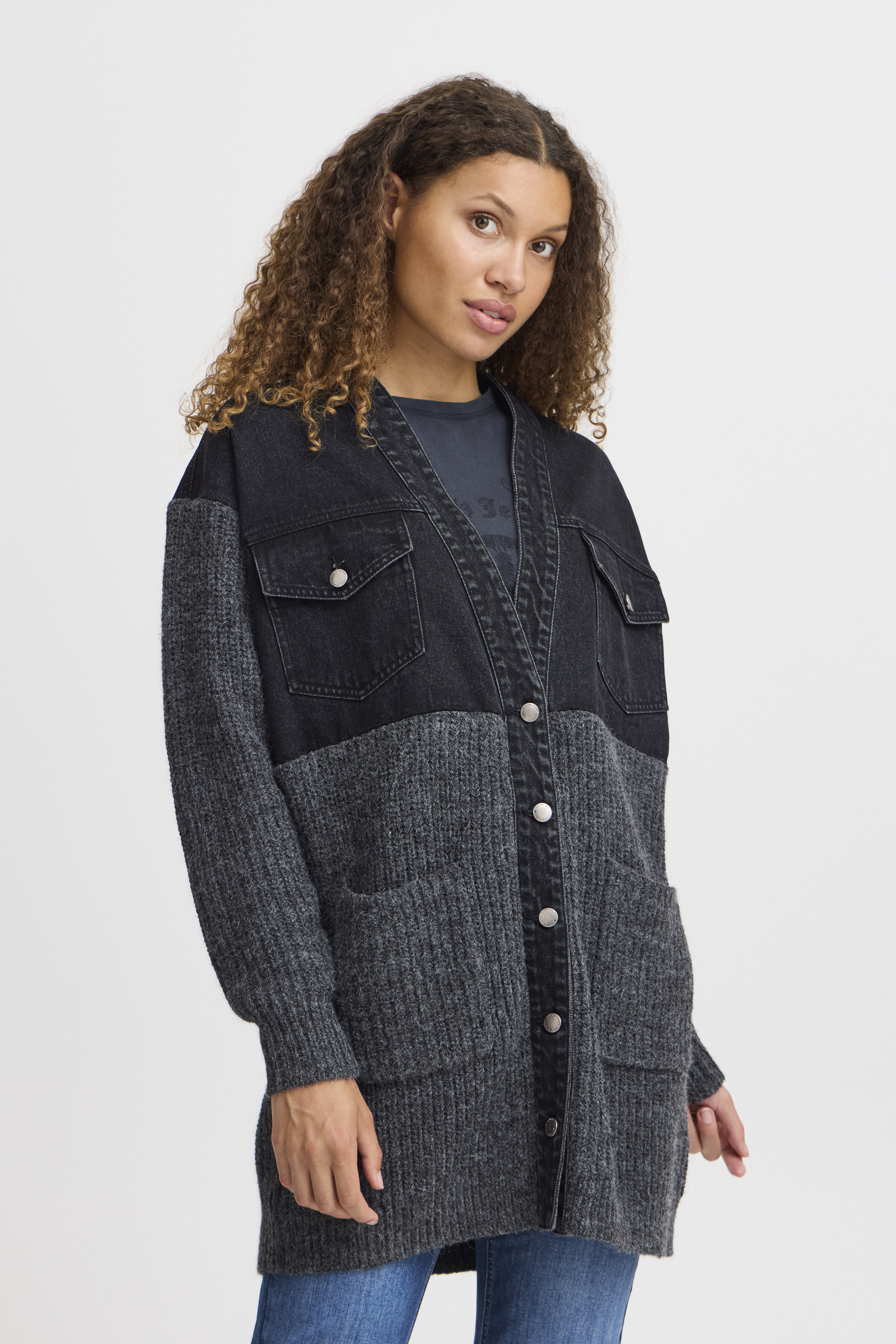 PZANKE Cardigan in black denim cotton | Pulz Jeans PZANKE Cardigan in black denim cotton | Pulz Jeans