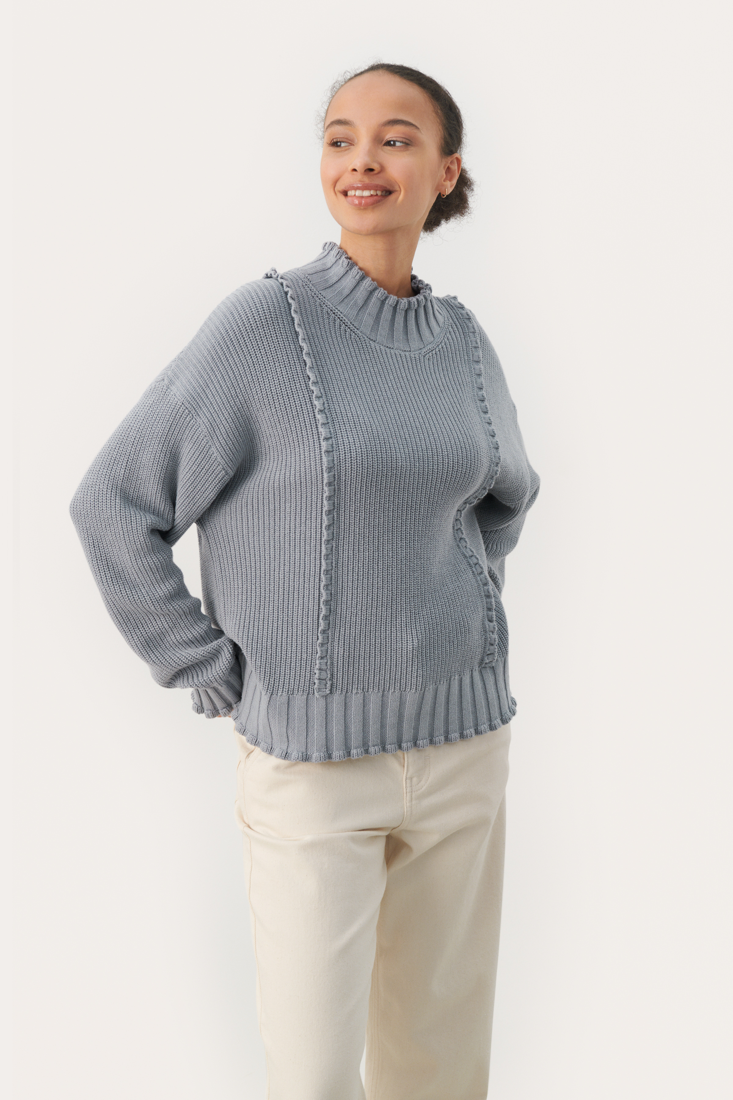 ElyssaPW Knit sweater in dark navy cotton