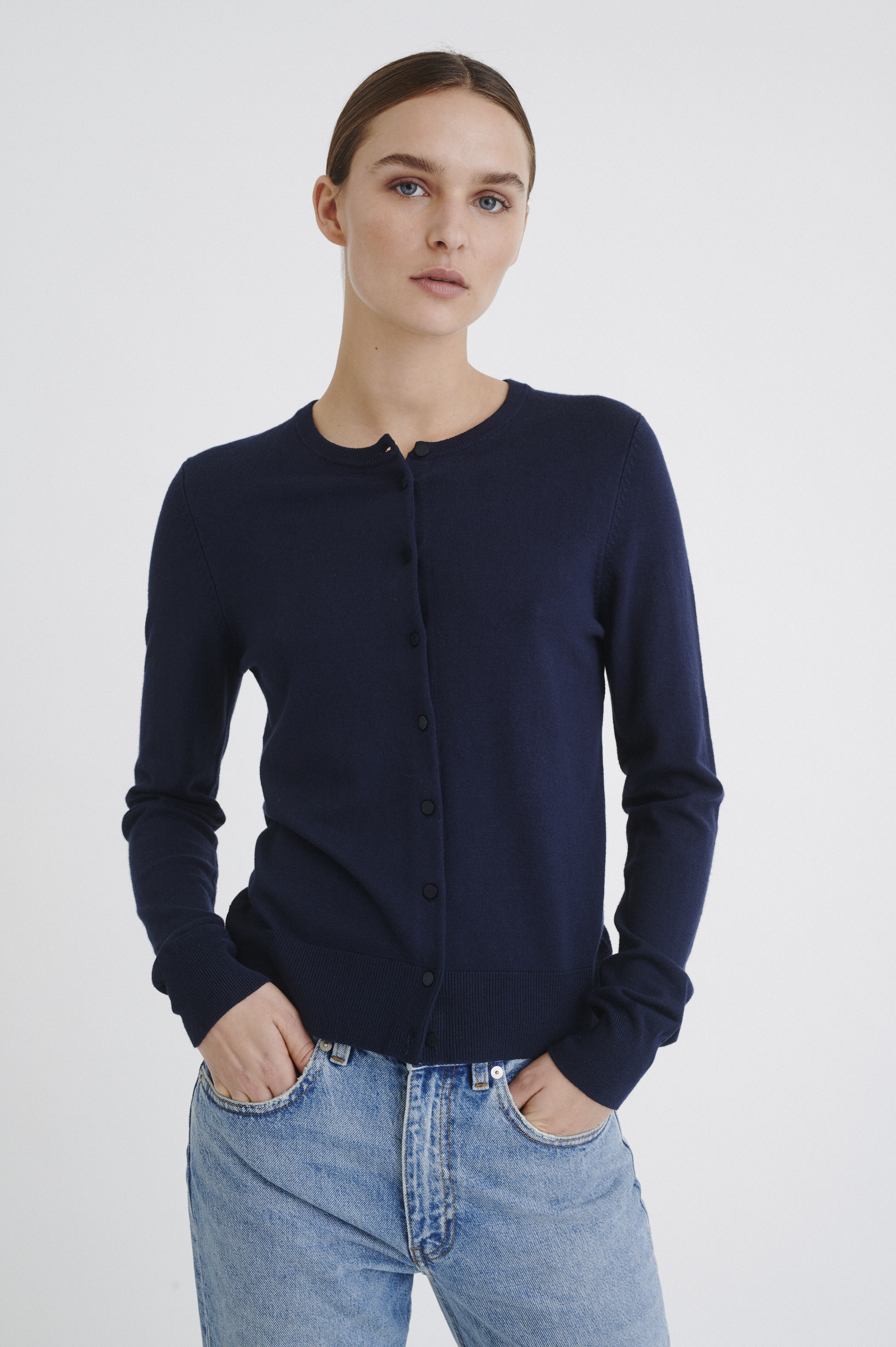 Knit Cardigan in marine blue colour