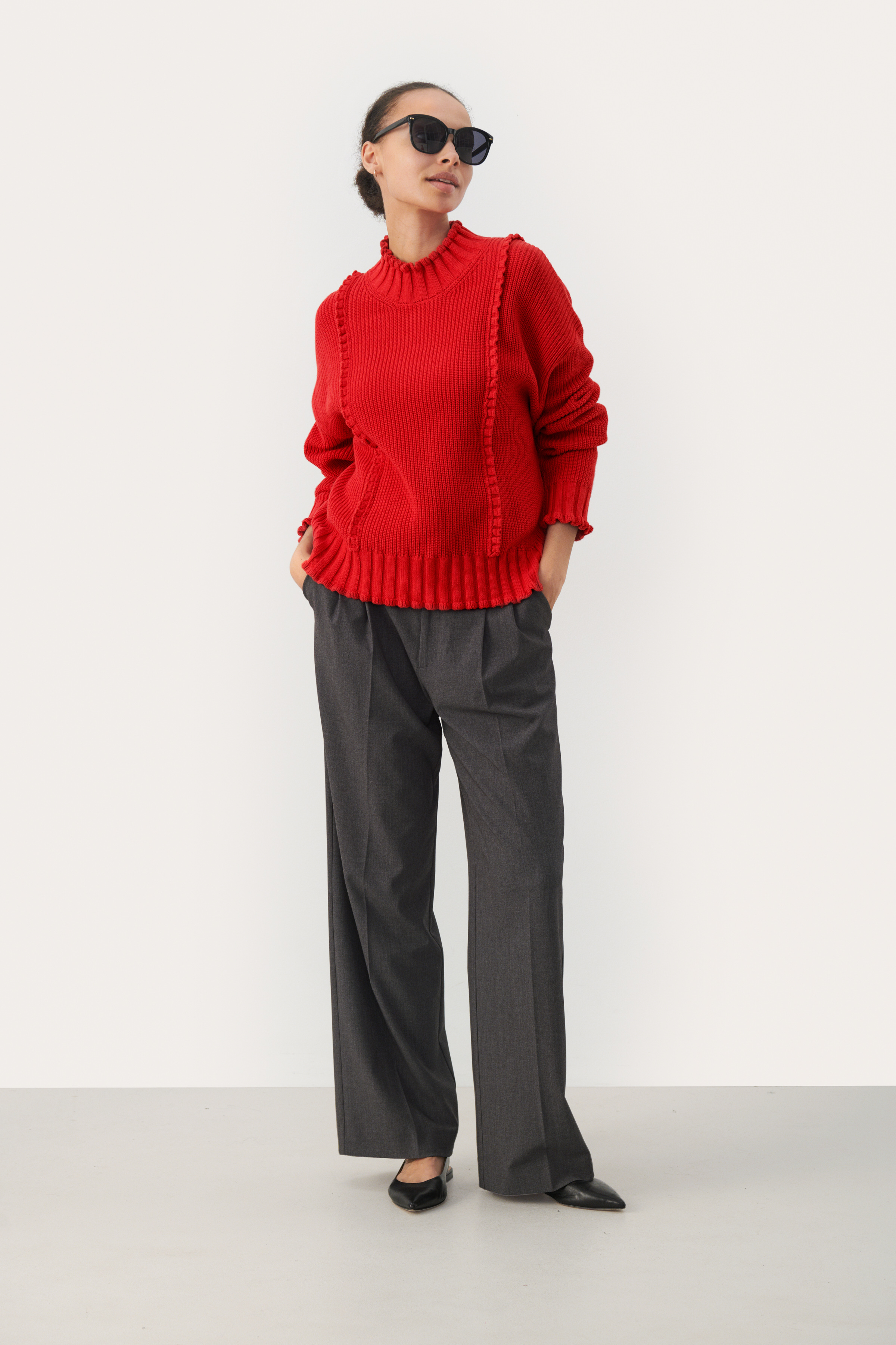 ElyssaPW Knit sweater in whitecap gray cotton | Part Two