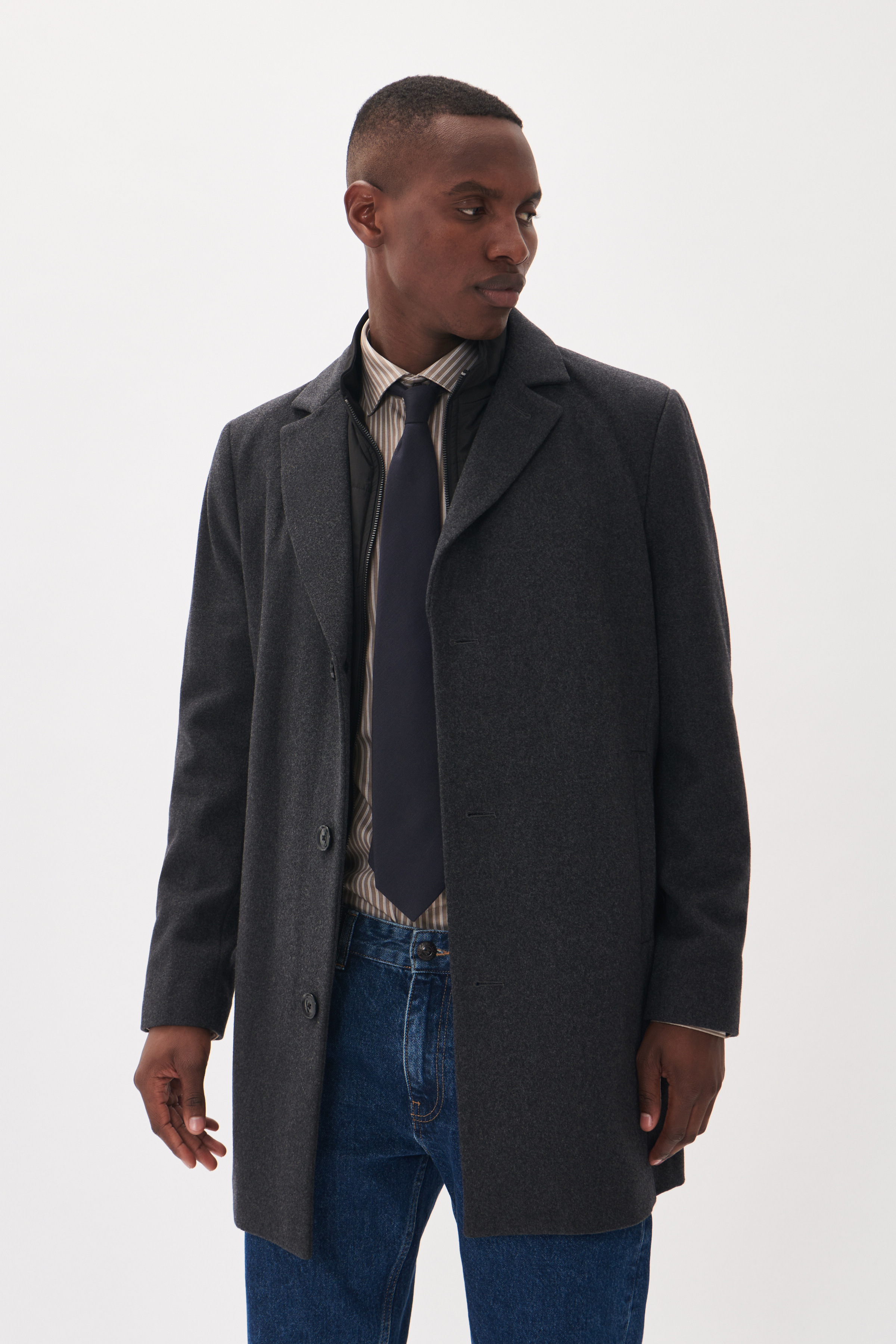 MAtrace Wollen Jas in medium grey melangekleur