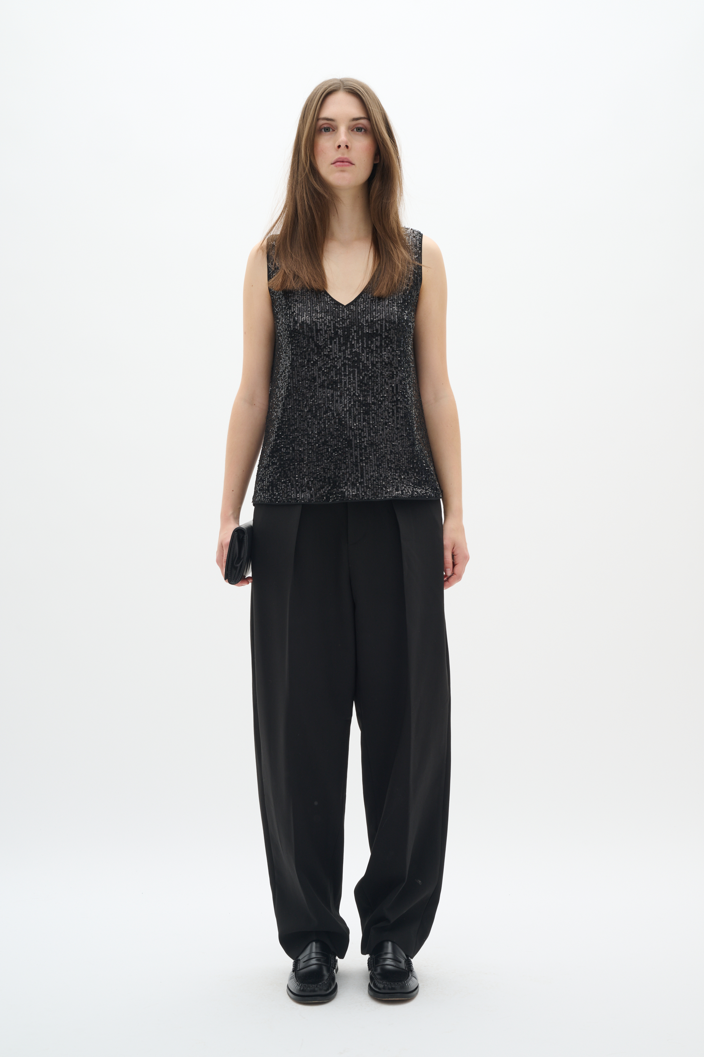 BarbaraIW Sequin Top in black polyester
