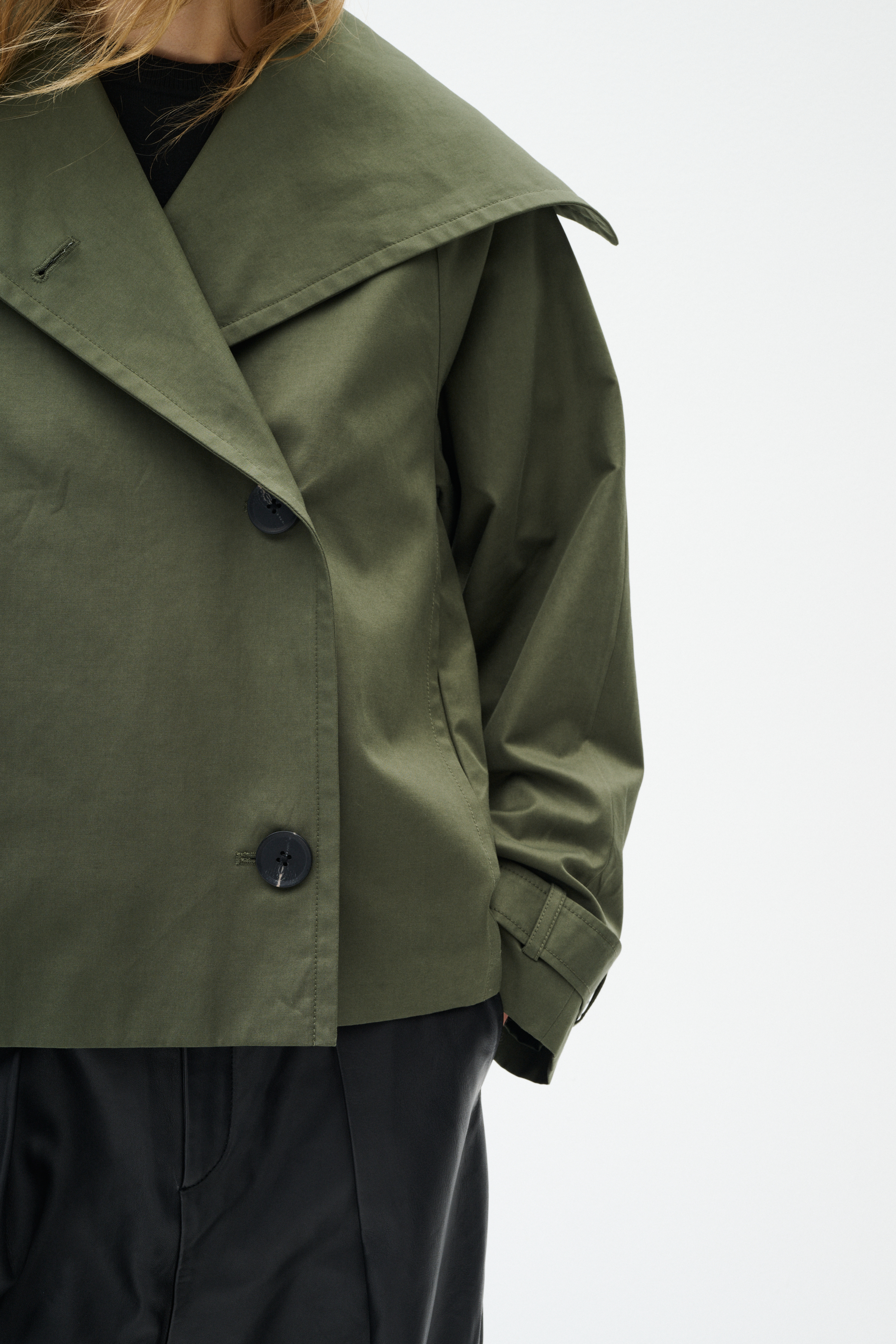 MazieIW Perry short coat in beetle green colour