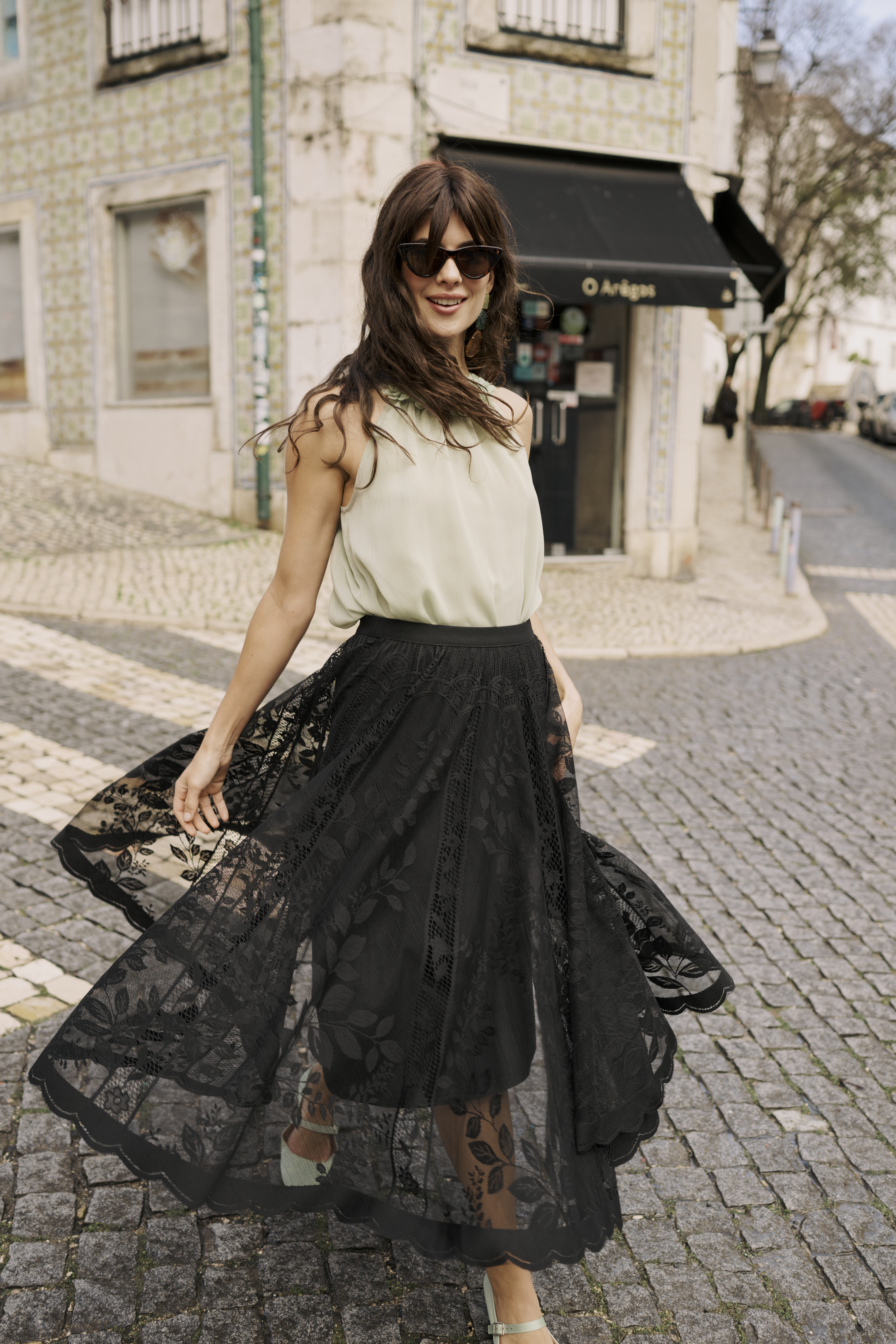 CRLuanna Skirt in pitch black polyester