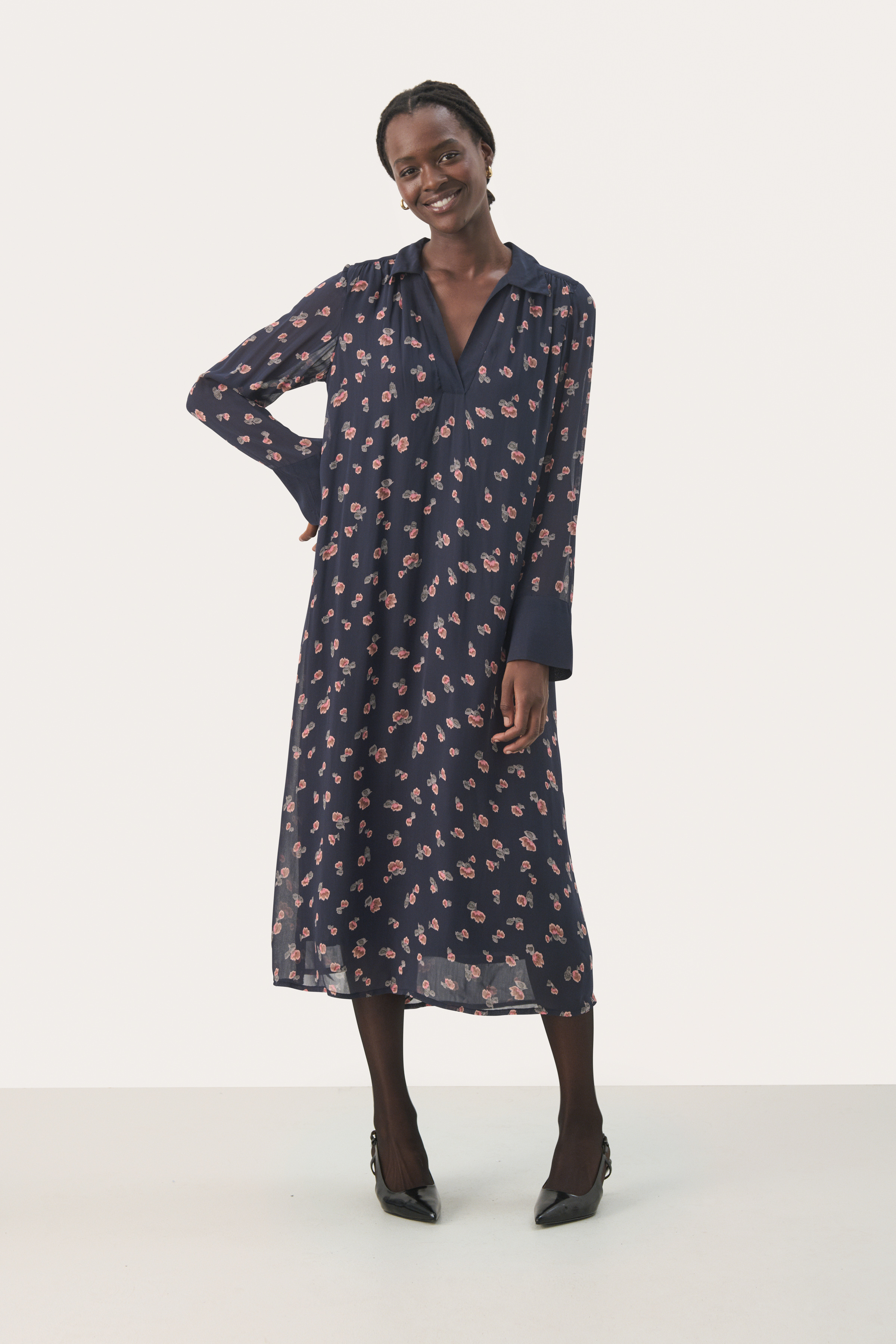 【即発送】CATHRI / ECOPET（R） Dress NAVY / S Michael Kors Women's Laced-Waist Ribbed Dress, Navy Blue