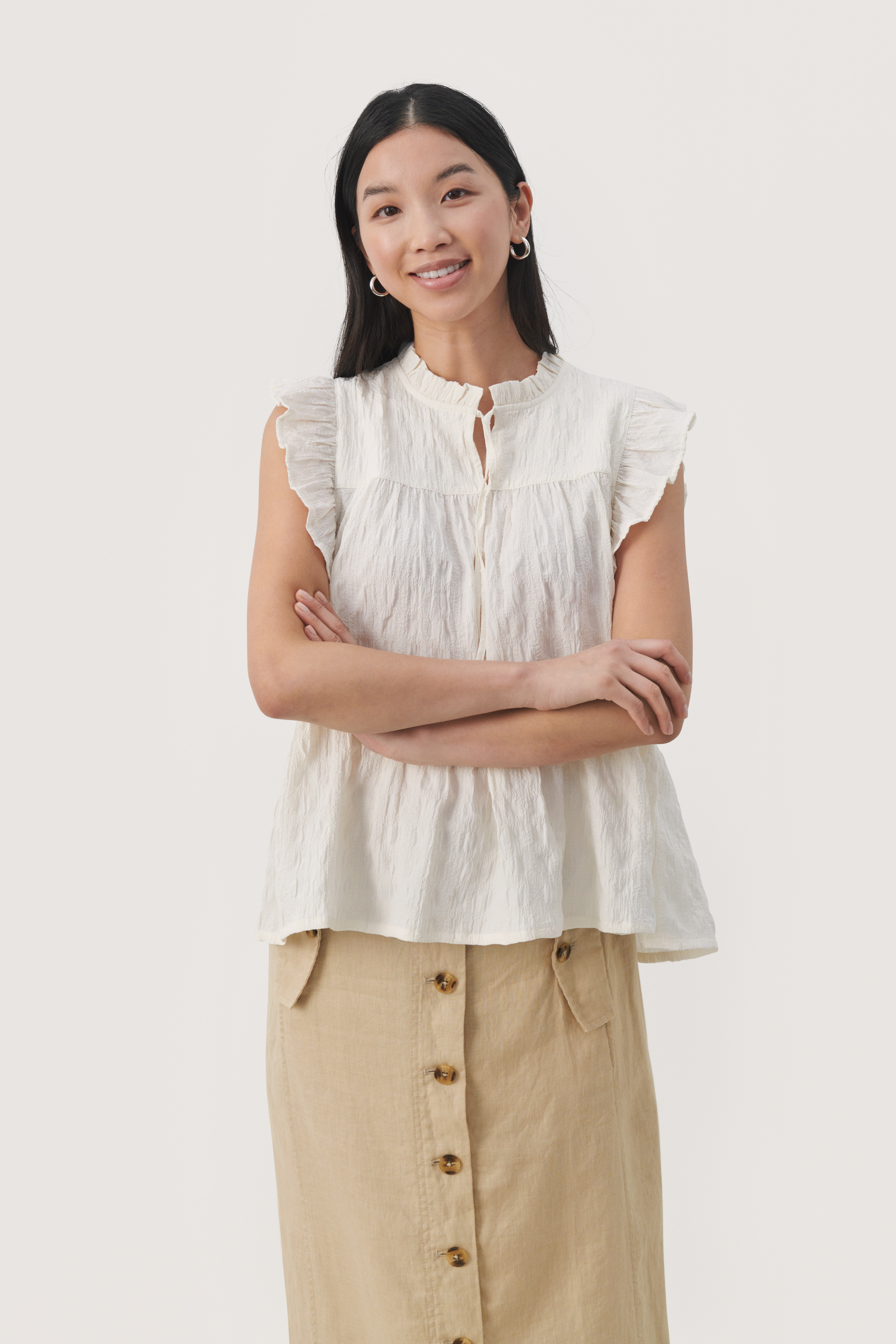 Herlipto Pearl-Strap Frill Top Lemon 新品 Pearl-Strap Frill Top
