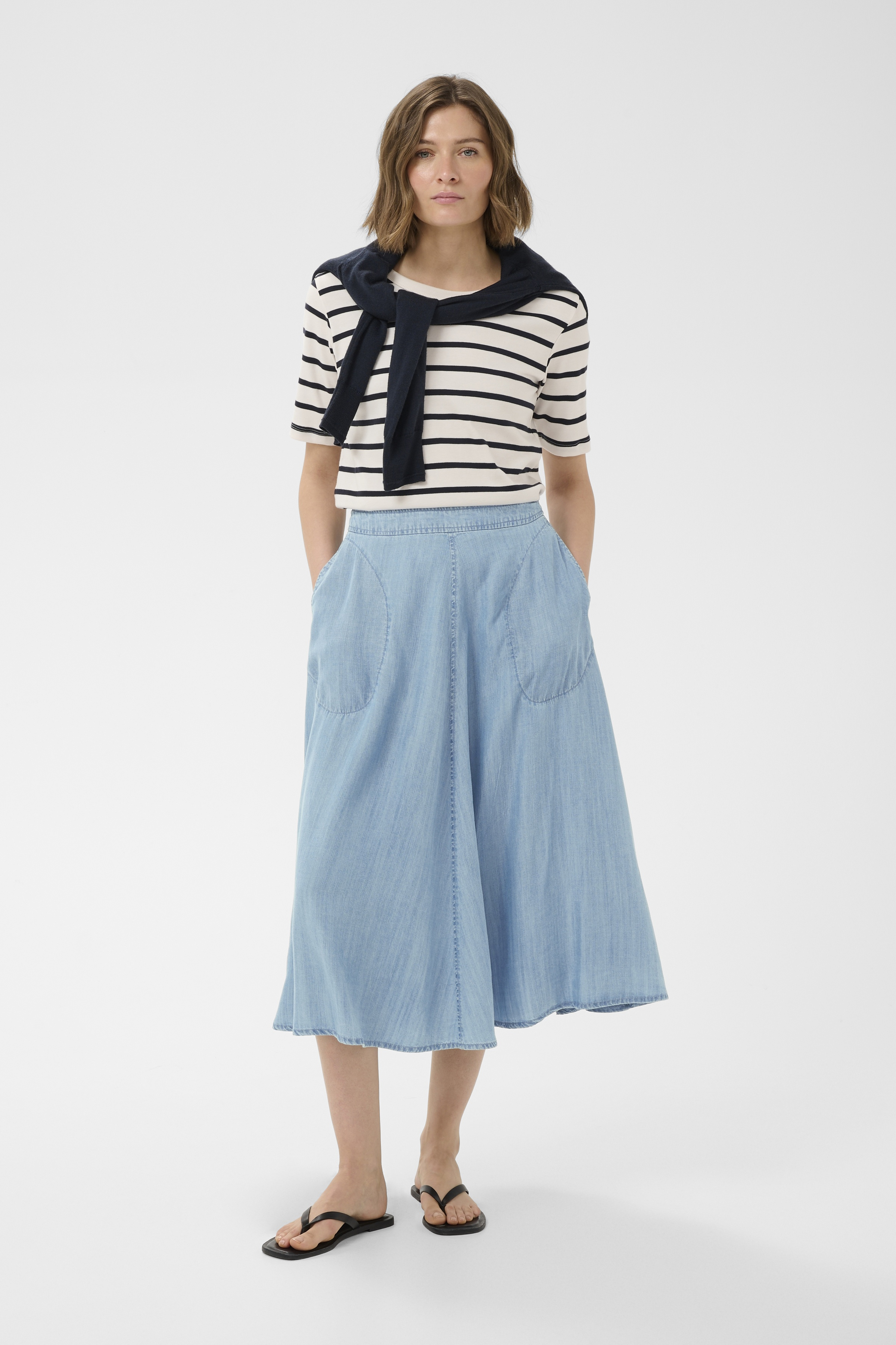 PernillePW Denim skirt in light blue denim colour